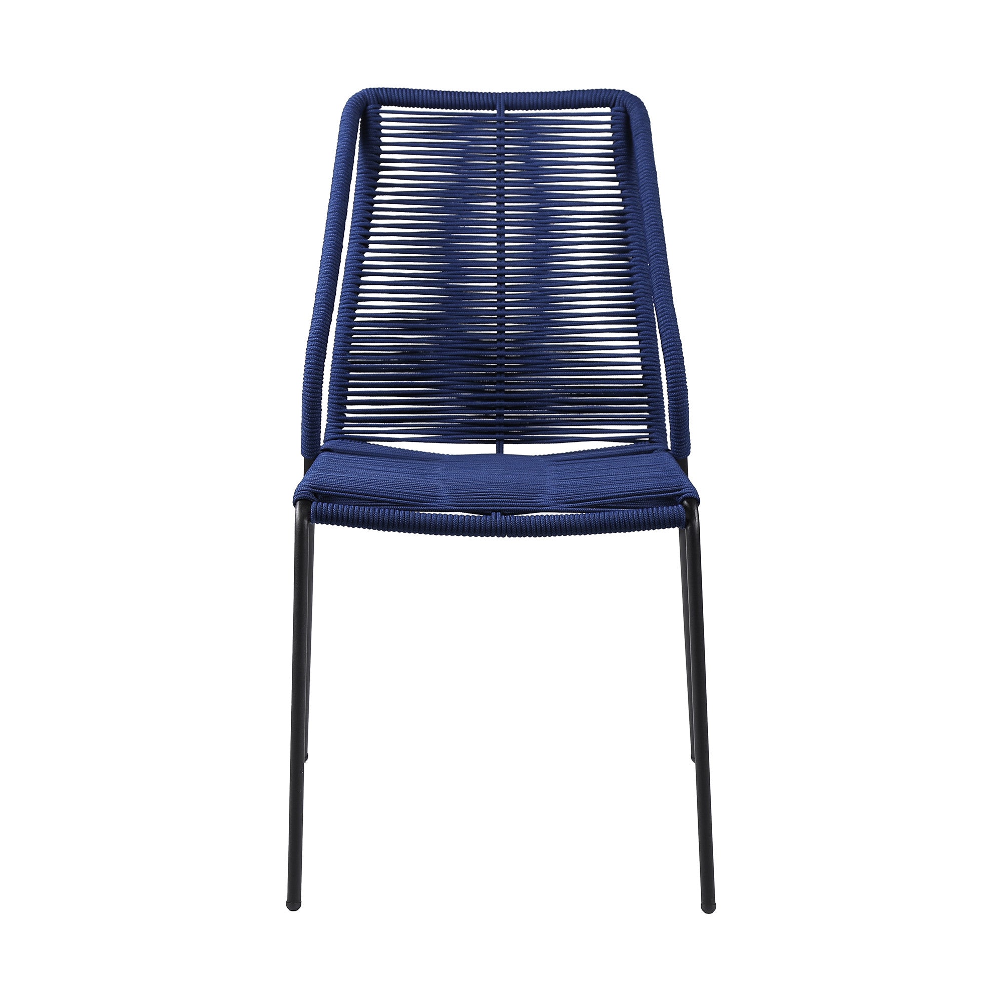 Set of Two 22" Blue Metal Outdoor Dining Chair-2