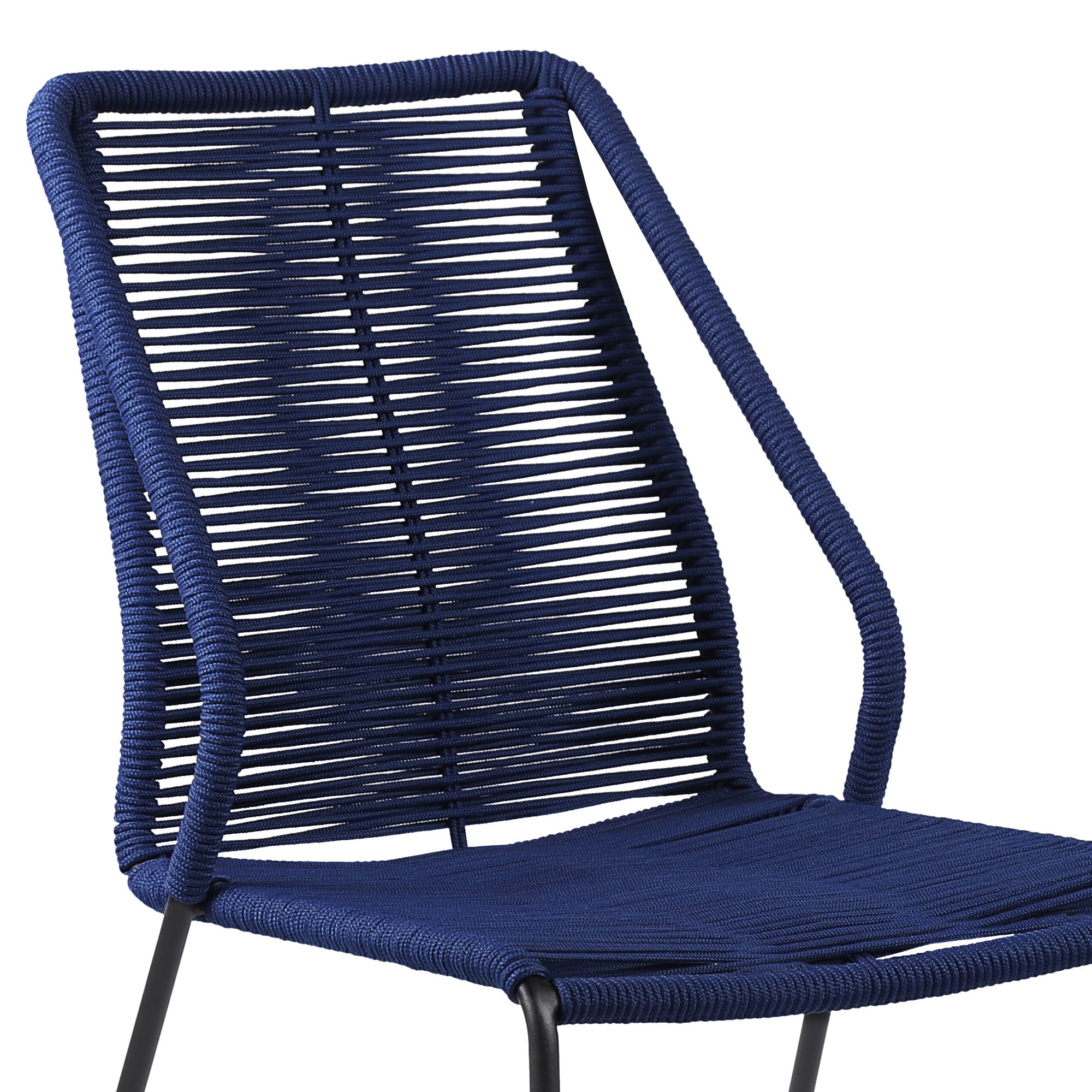 Set of Two 22" Blue Metal Outdoor Dining Chair-5