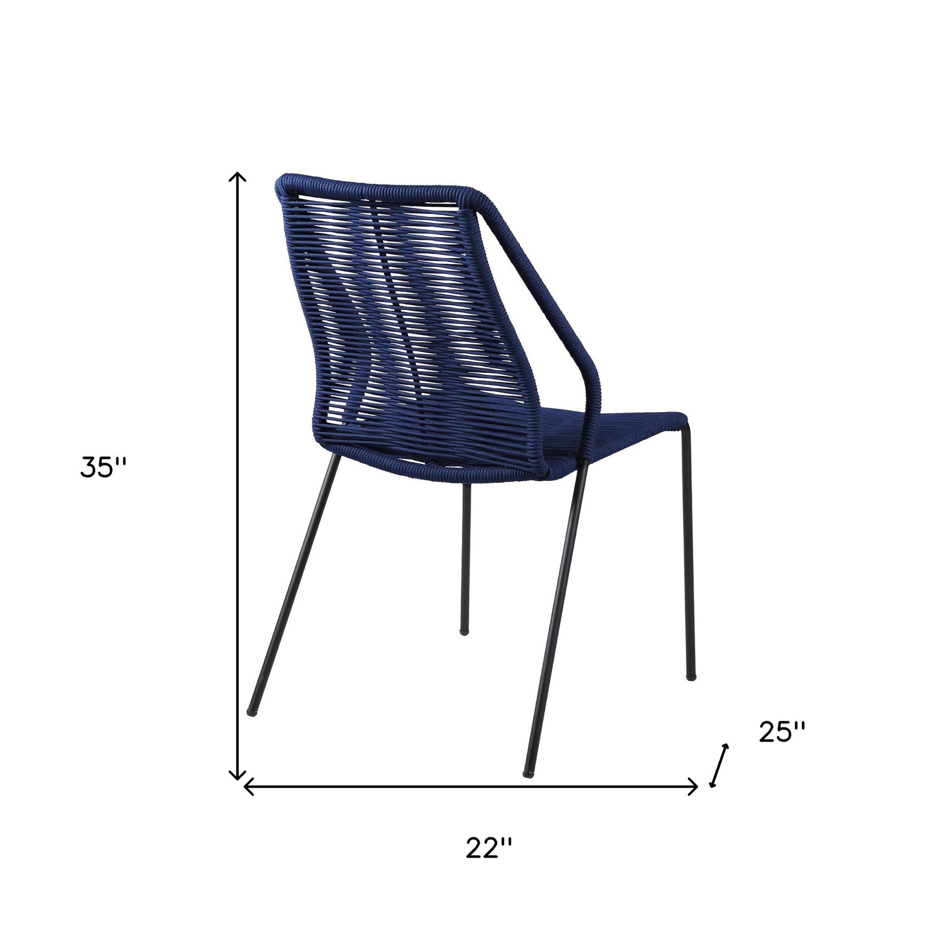 Set of Two 22" Blue Metal Outdoor Dining Chair-6