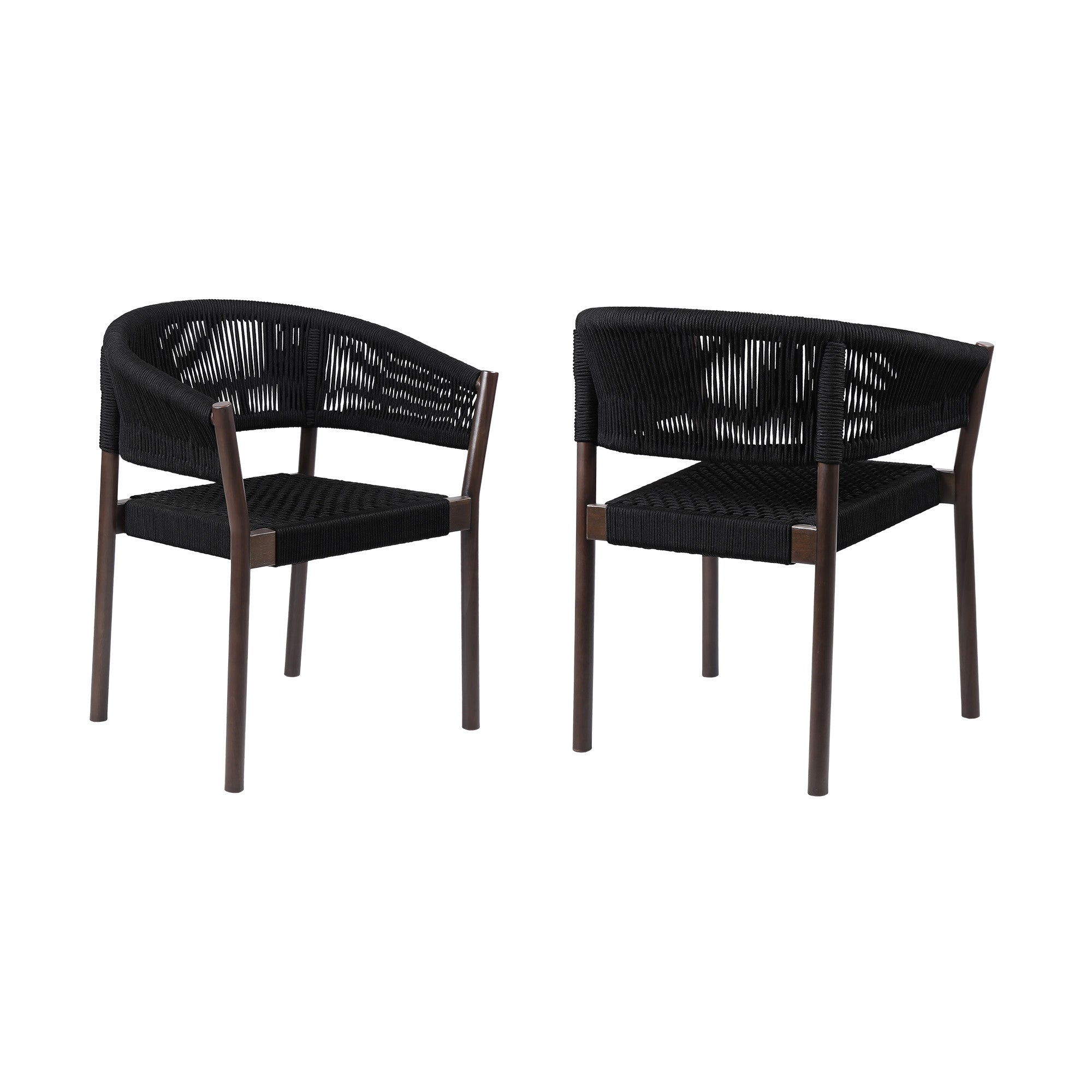 Set of Two 26" Black Solid Wood Outdoor Dining Chair-Outdoor Chairs-DECOROLALA