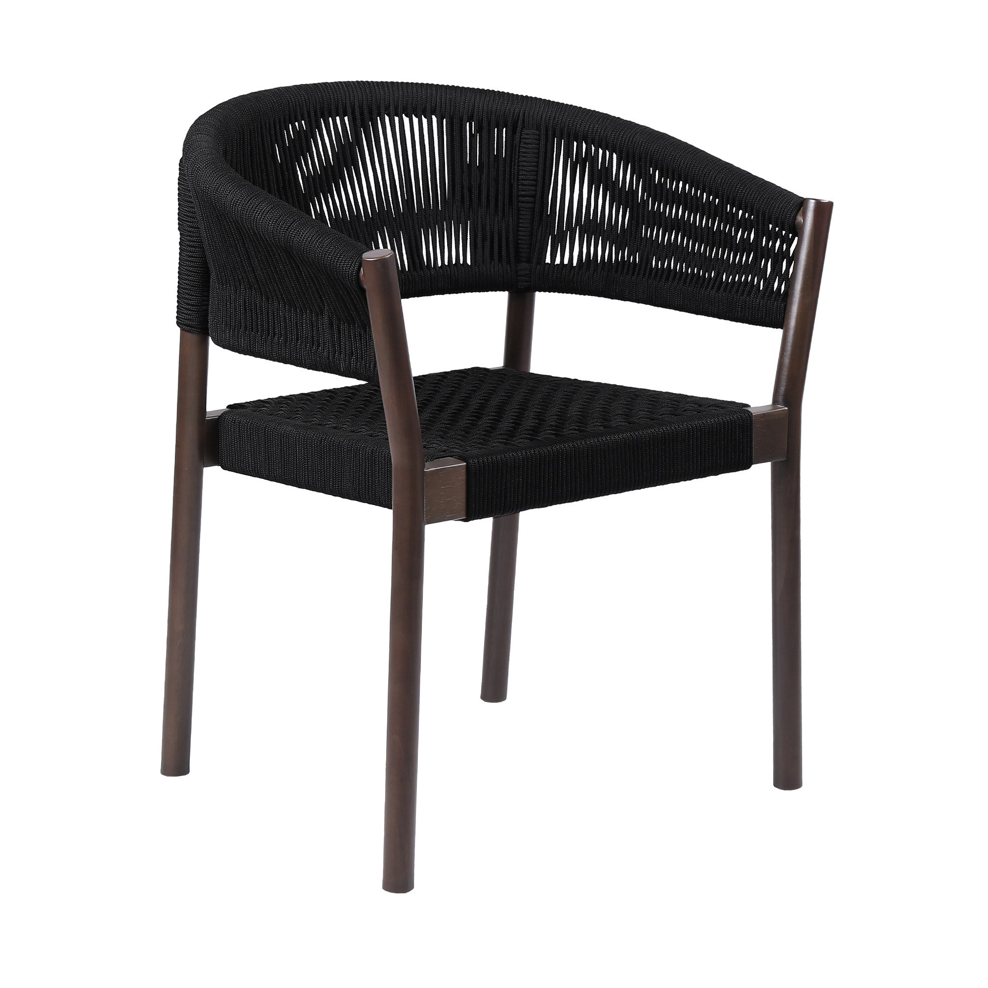 Set of Two 26" Black Solid Wood Outdoor Dining Chair-Outdoor Chairs-DECOROLALA