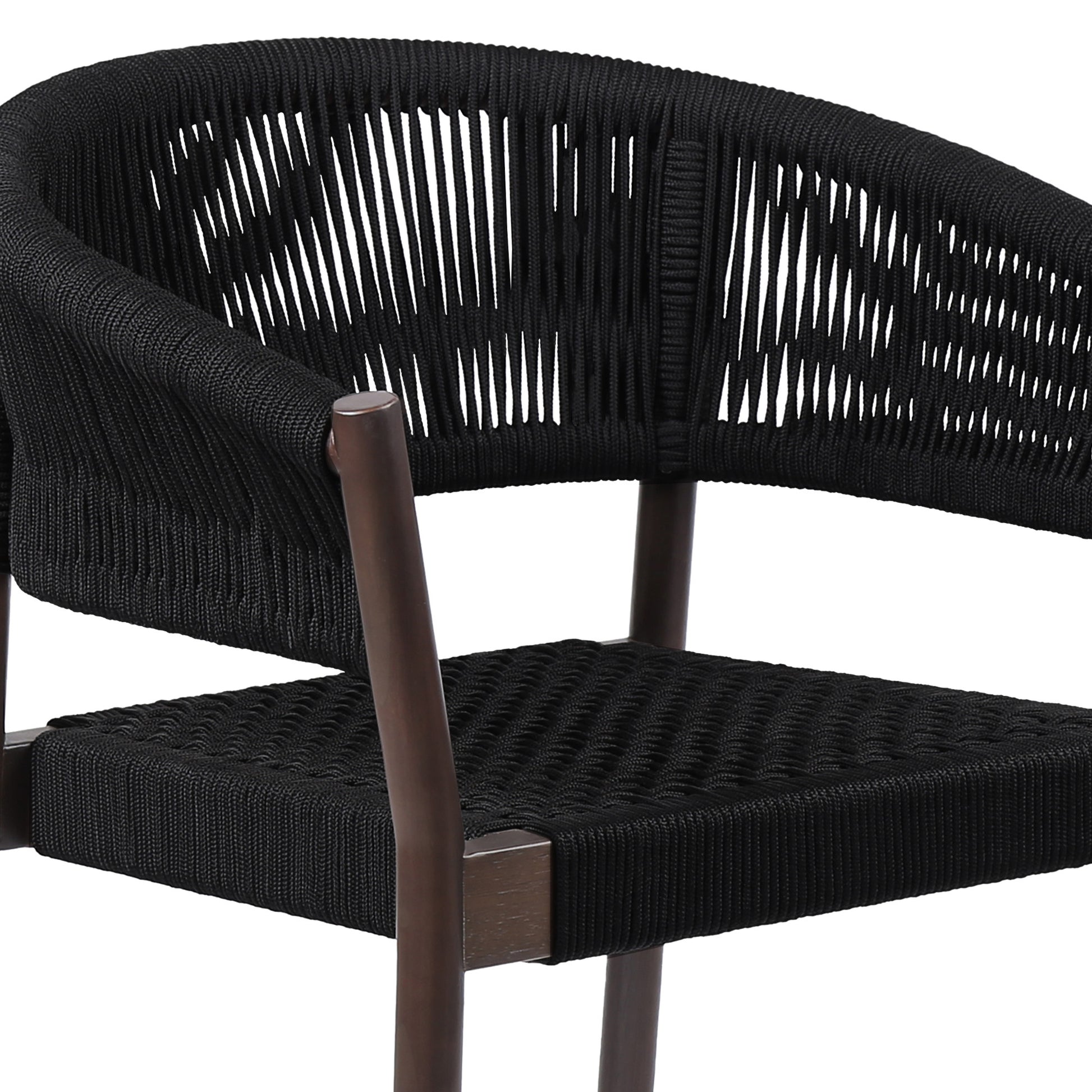 Set of Two 26" Black Solid Wood Outdoor Dining Chair-Outdoor Chairs-DECOROLALA