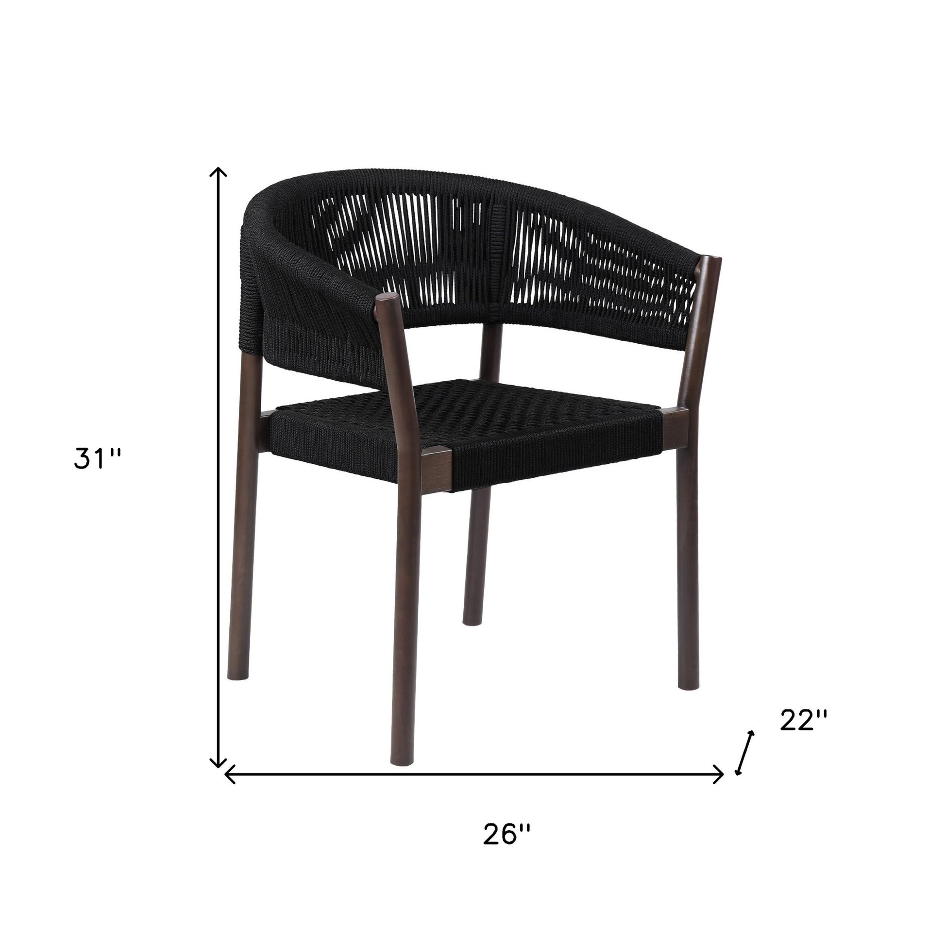 Set of Two 26" Black Solid Wood Outdoor Dining Chair-Outdoor Chairs-DECOROLALA