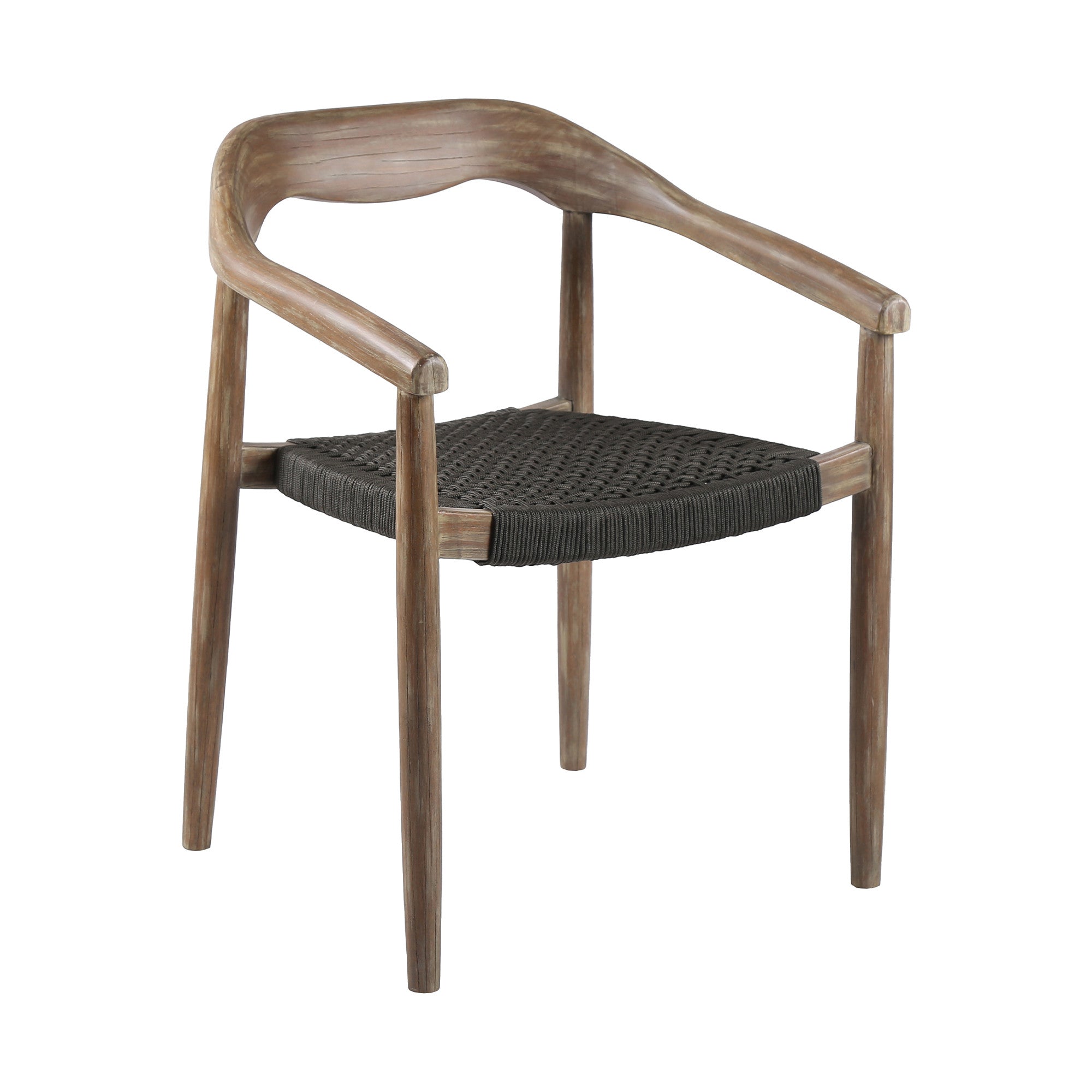 Set of Two 22" Black and Natural Wood Solid Wood Outdoor Dining Chair-Outdoor Chairs-DECOROLALA