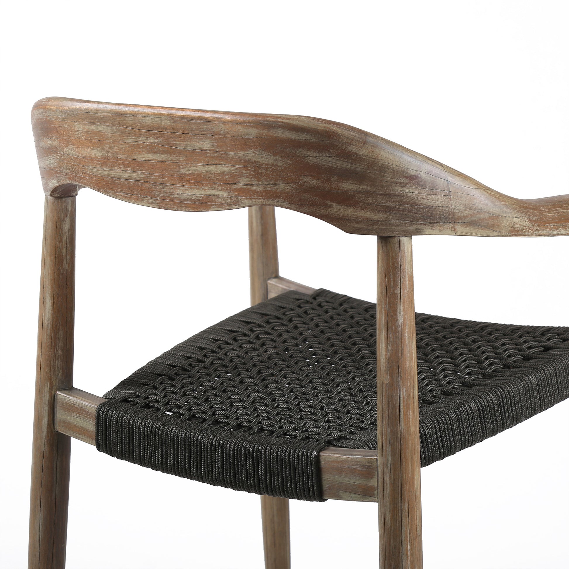 Set of Two 22" Black and Natural Wood Solid Wood Outdoor Dining Chair-Outdoor Chairs-DECOROLALA