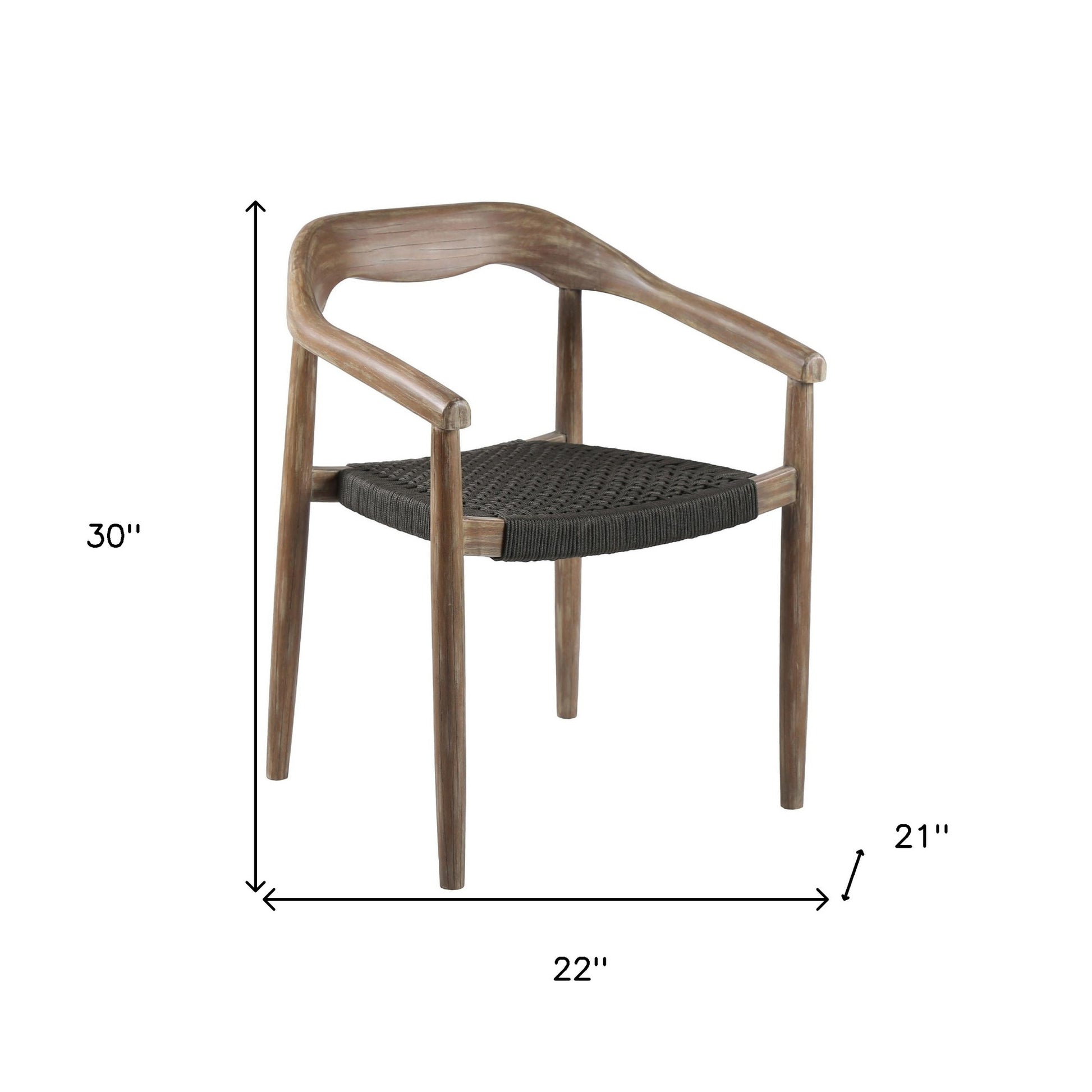 Set of Two 22" Black and Natural Wood Solid Wood Outdoor Dining Chair-Outdoor Chairs-DECOROLALA