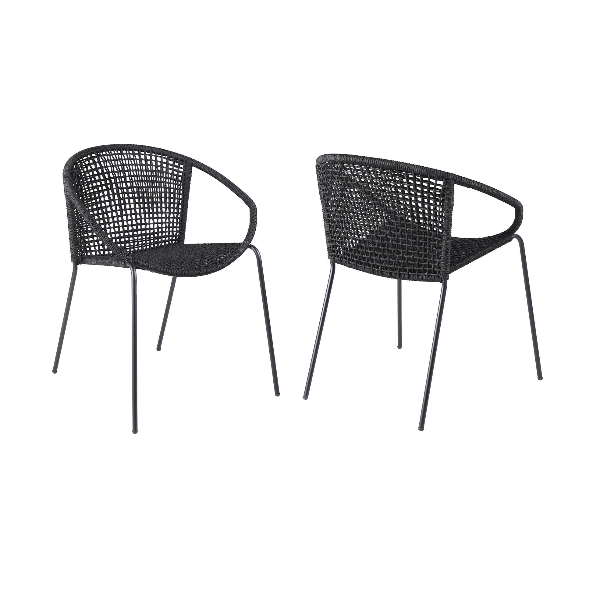 Set of Two 25" Black Metal Outdoor Dining Chair-4