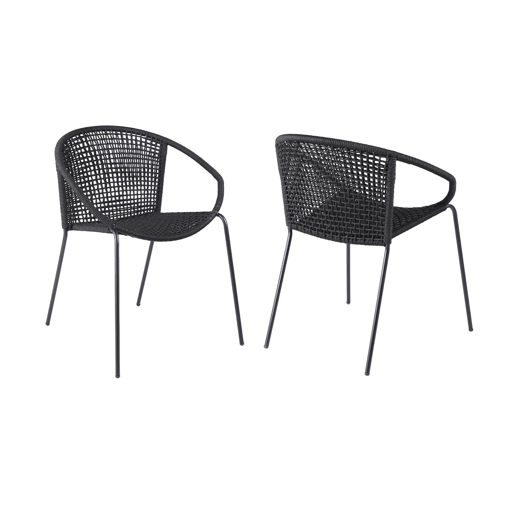 Set of Two 25" Black Metal Outdoor Dining Chair-4