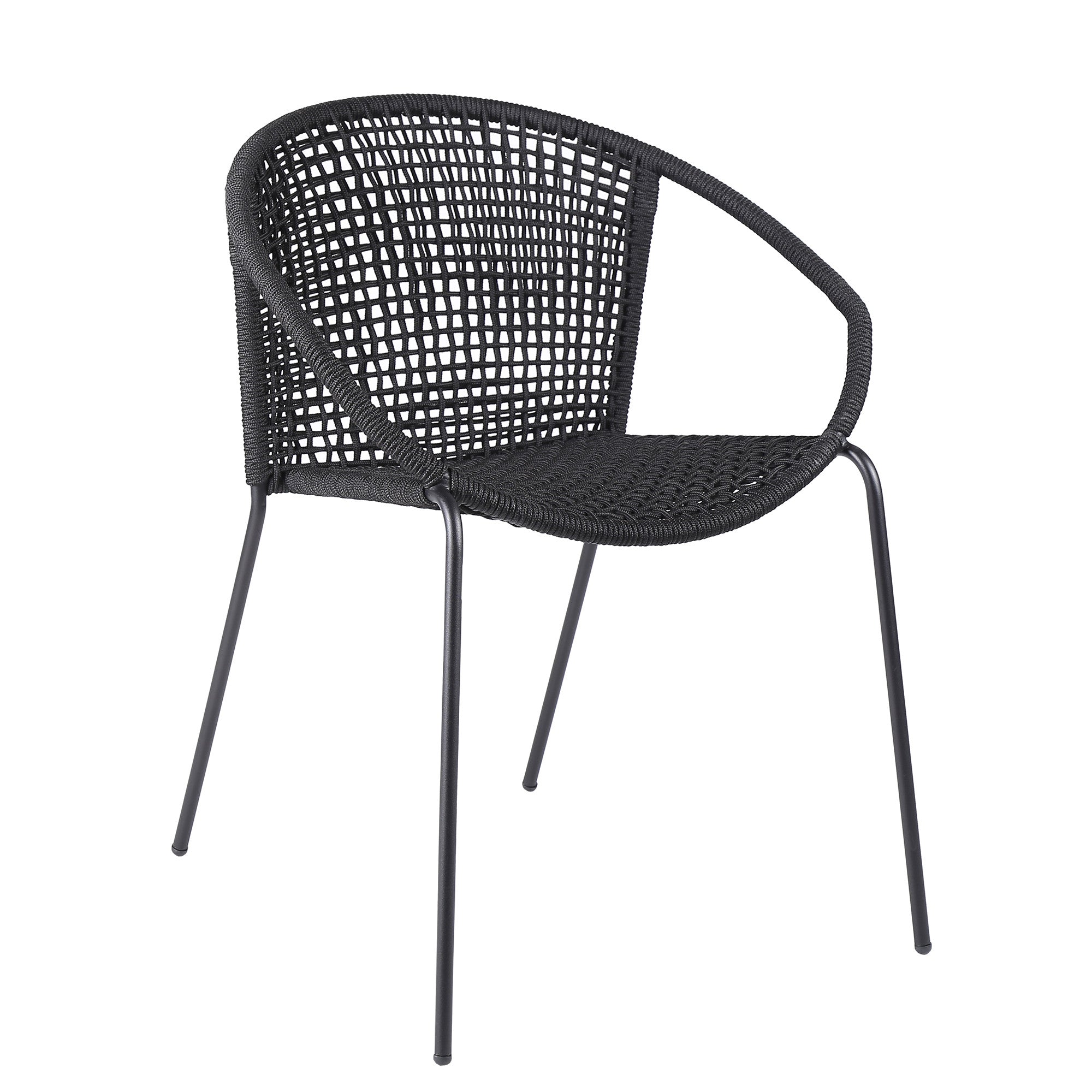 Set of Two 25" Black Metal Outdoor Dining Chair-0