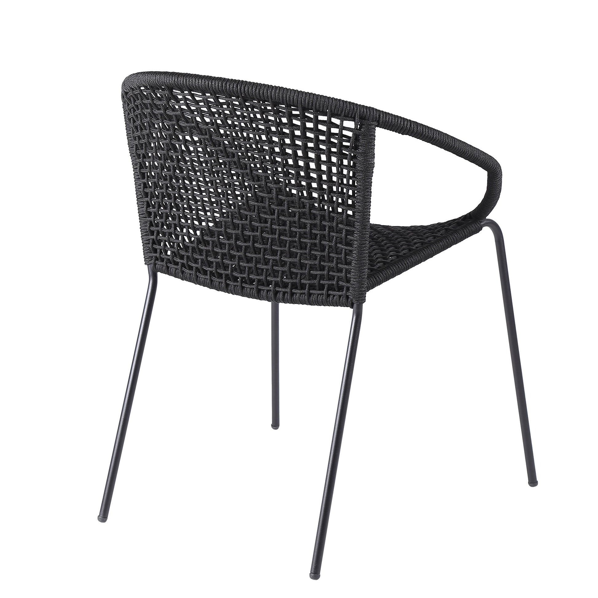 Set of Two 25" Black Metal Outdoor Dining Chair-2