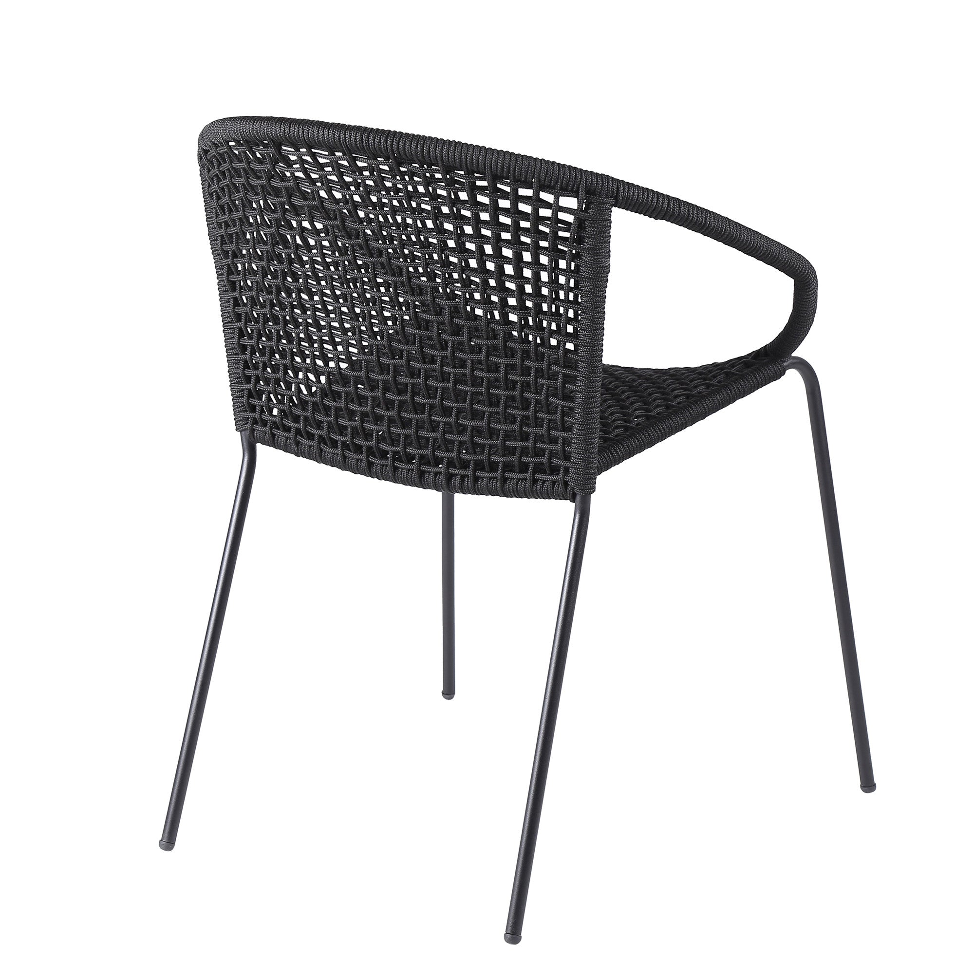 Set of Two 25" Black Metal Outdoor Dining Chair-2