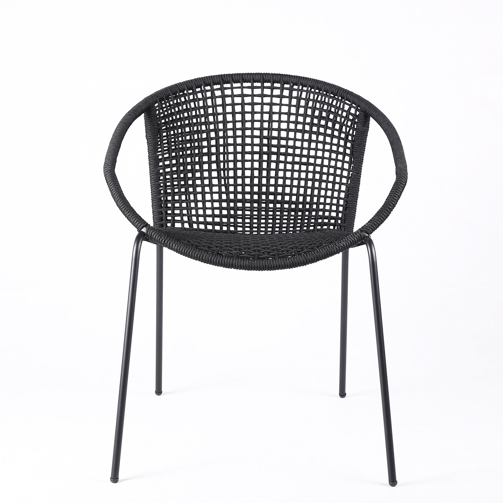 Set of Two 25" Black Metal Outdoor Dining Chair-3