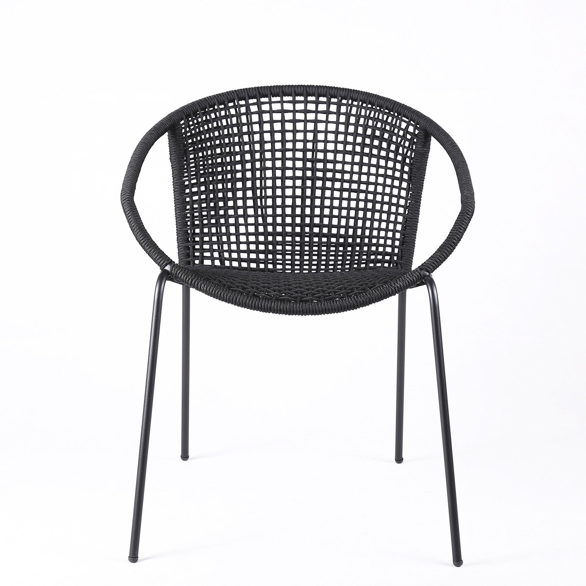 Set of Two 25" Black Metal Outdoor Dining Chair-3