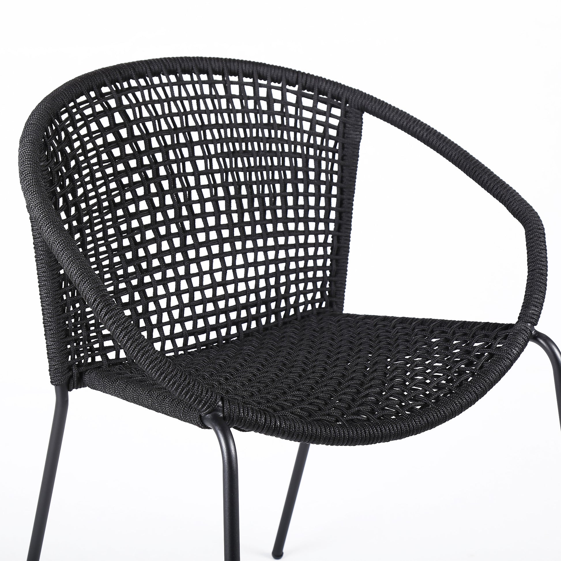 Set of Two 25" Black Metal Outdoor Dining Chair-5