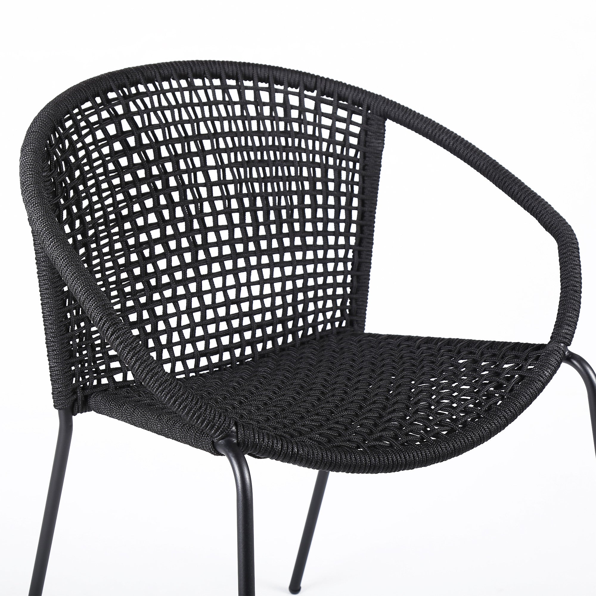Set of Two 25" Black Metal Outdoor Dining Chair-5