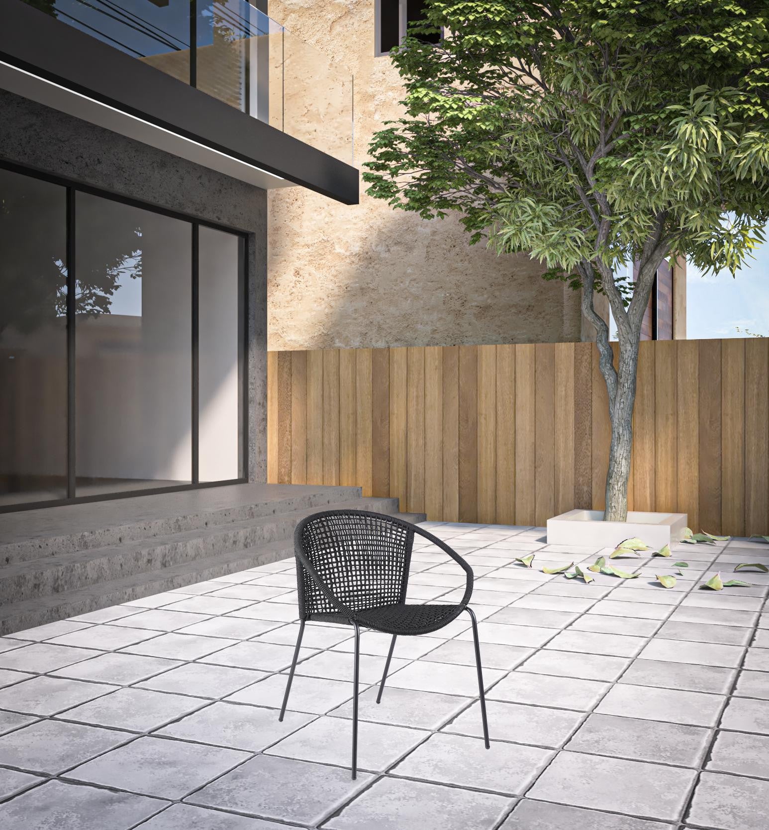 Set of Two 25" Black Metal Outdoor Dining Chair-1