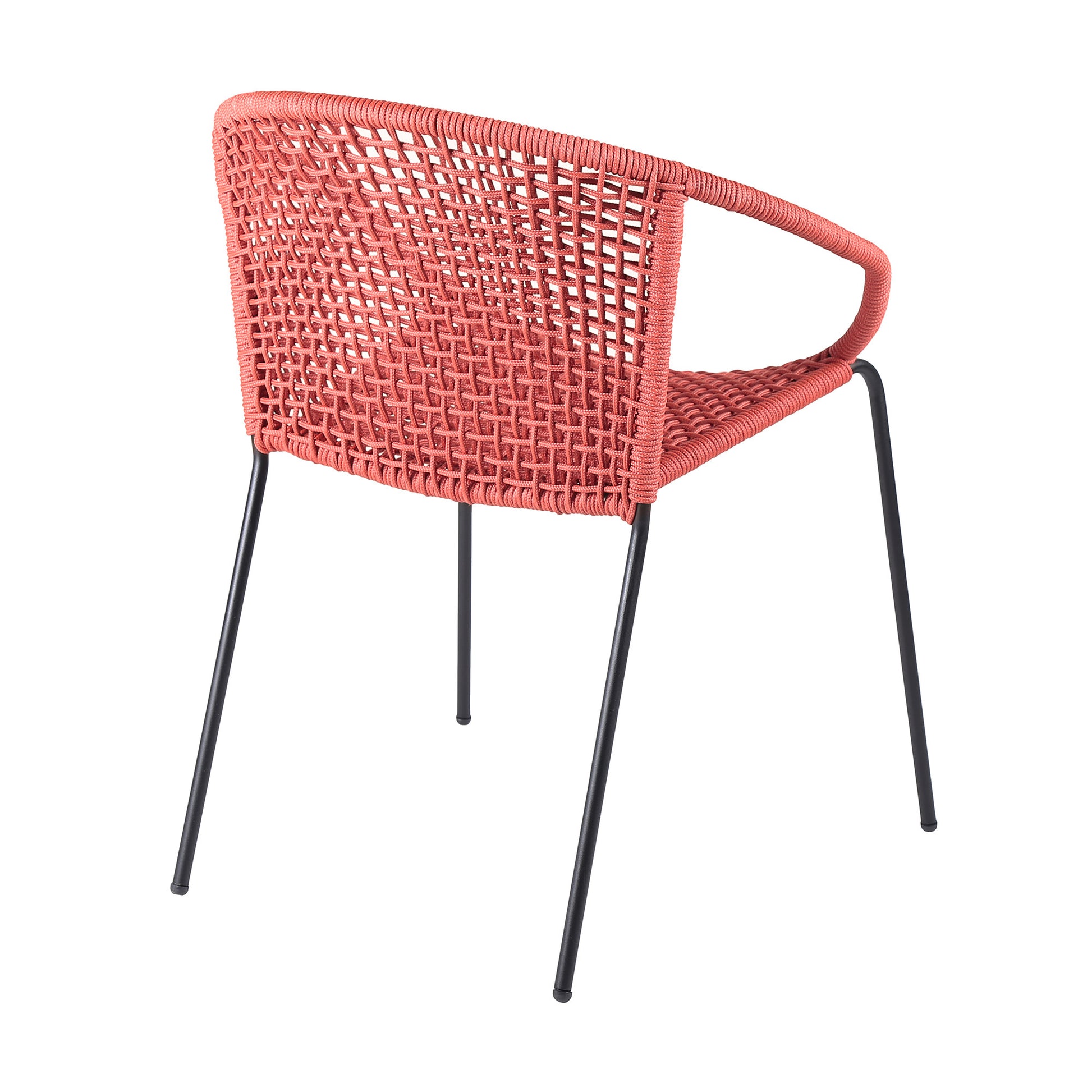Set of Two 25" Red Metal Outdoor Dining Chair-4