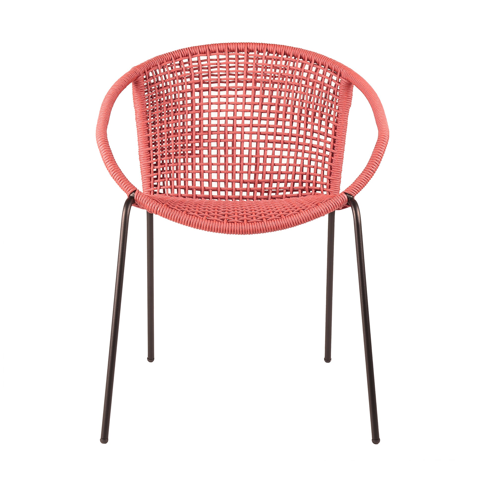 Set of Two 25" Red Metal Outdoor Dining Chair-2