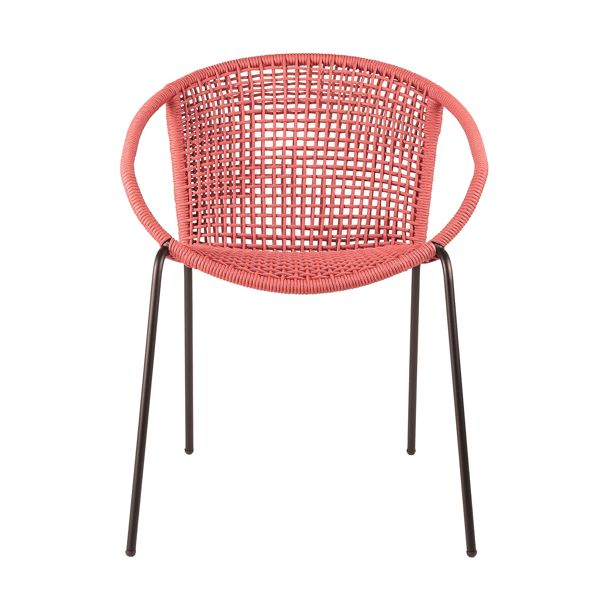 Set of Two 25" Red Metal Outdoor Dining Chair-2