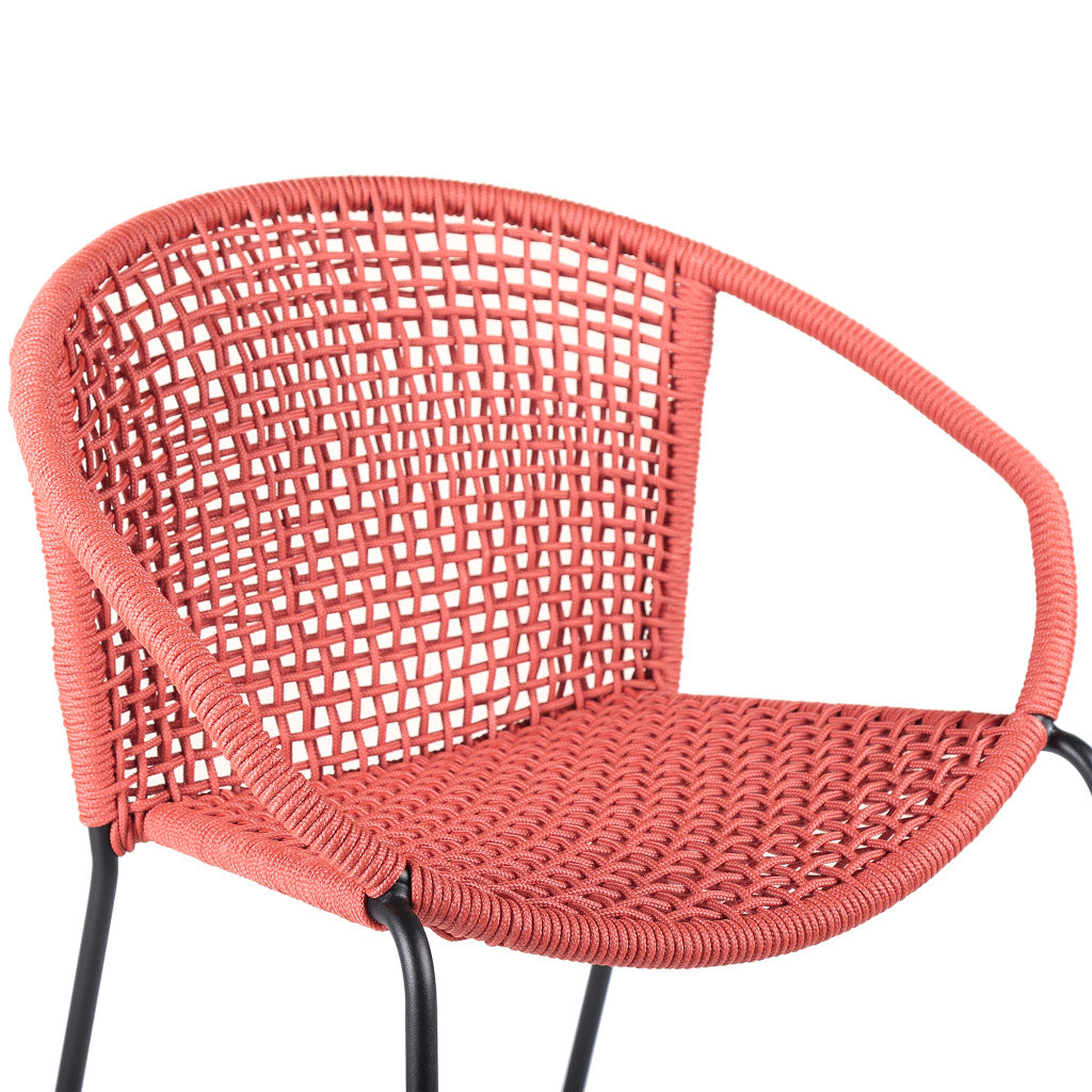 Set of Two 25" Red Metal Outdoor Dining Chair-5