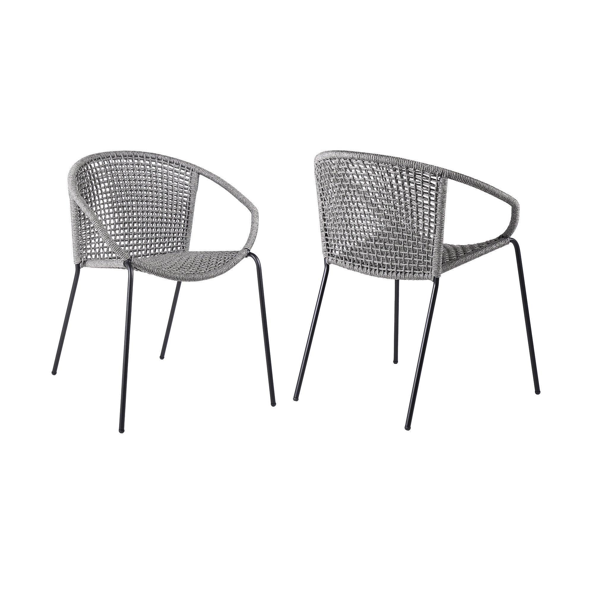 Set of Two 25" Gray Metal Outdoor Dining Chair-4