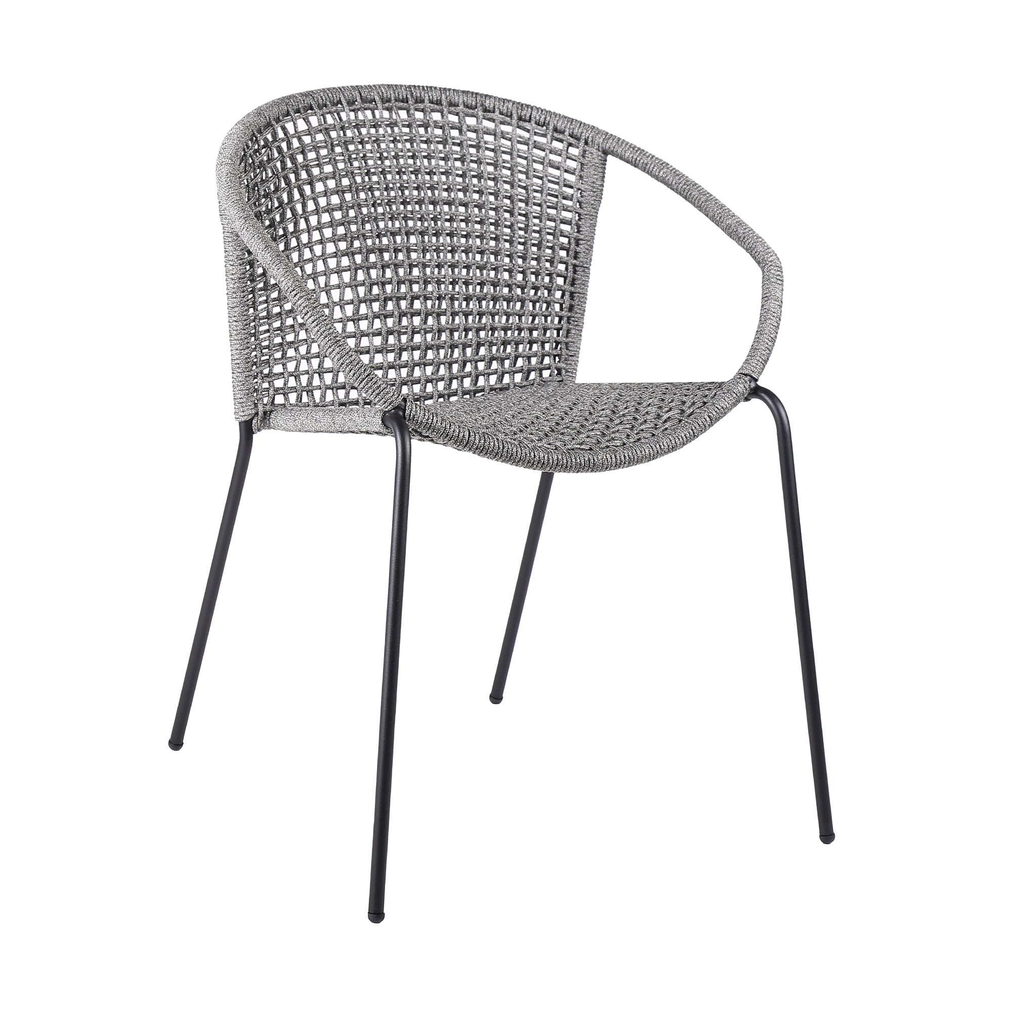 Set of Two 25" Gray Metal Outdoor Dining Chair-0
