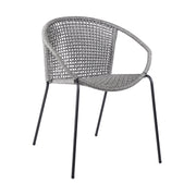 Set of Two 25" Gray Metal Outdoor Dining Chair-0