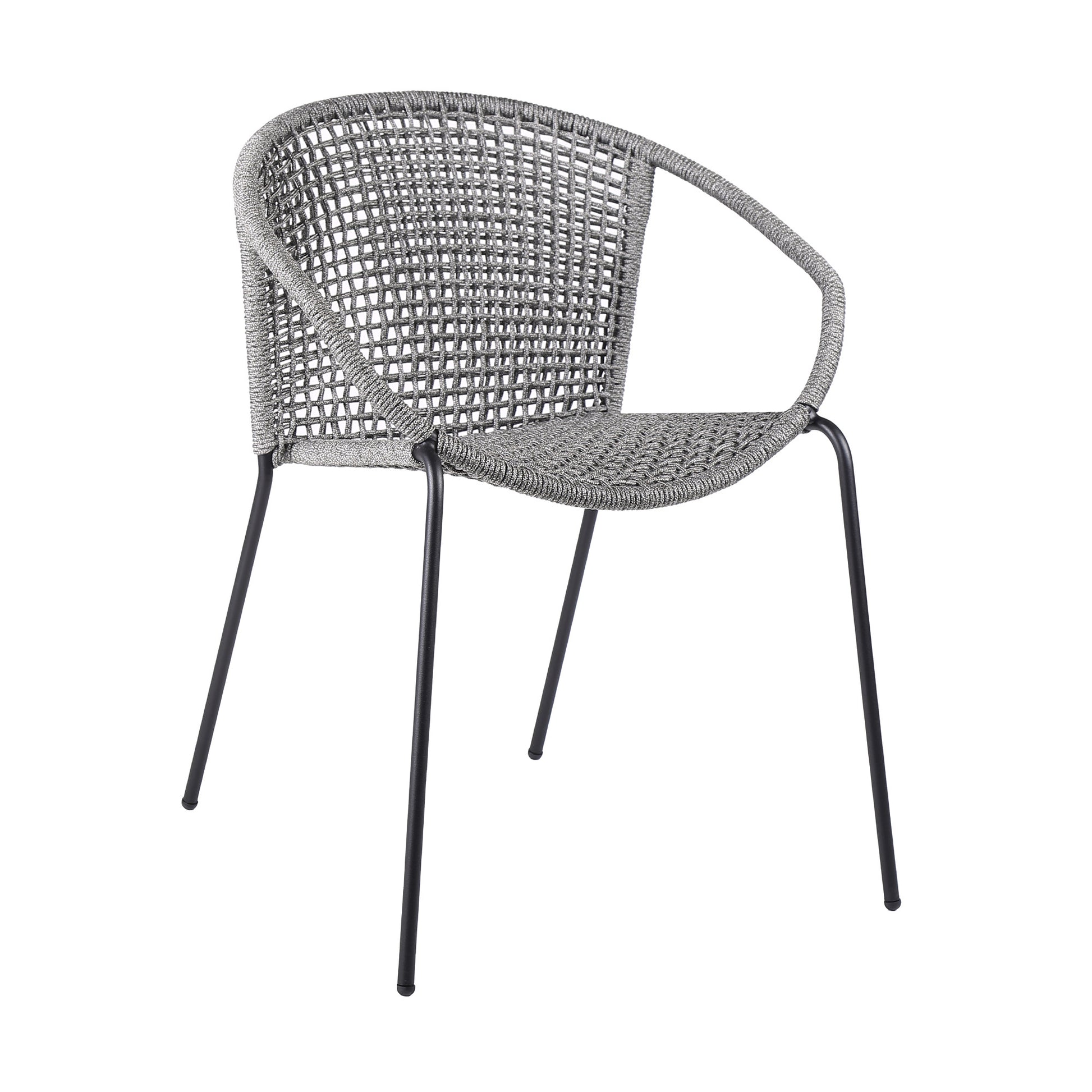 Set of Two 25" Gray Metal Outdoor Dining Chair-0