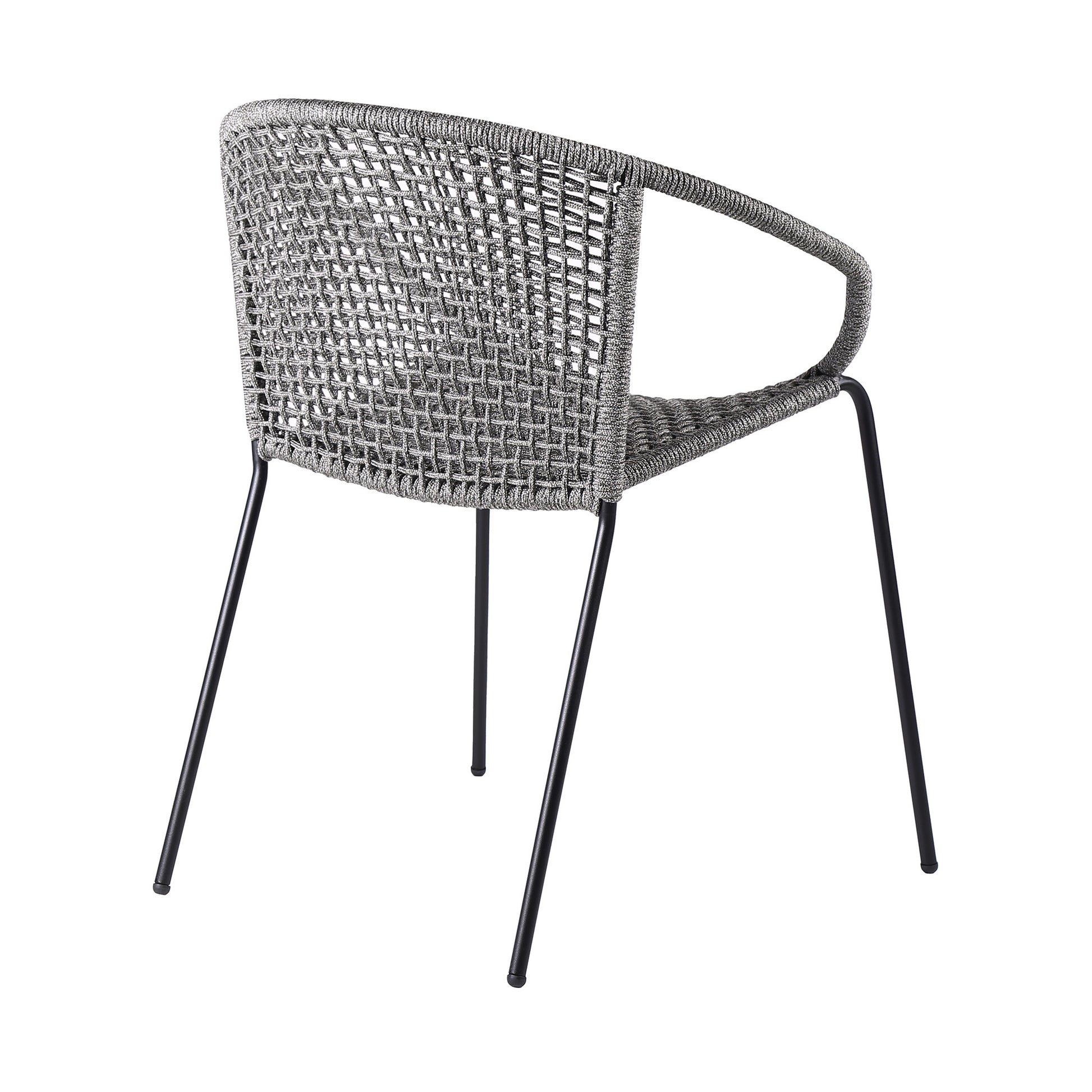 Set of Two 25" Gray Metal Outdoor Dining Chair-2