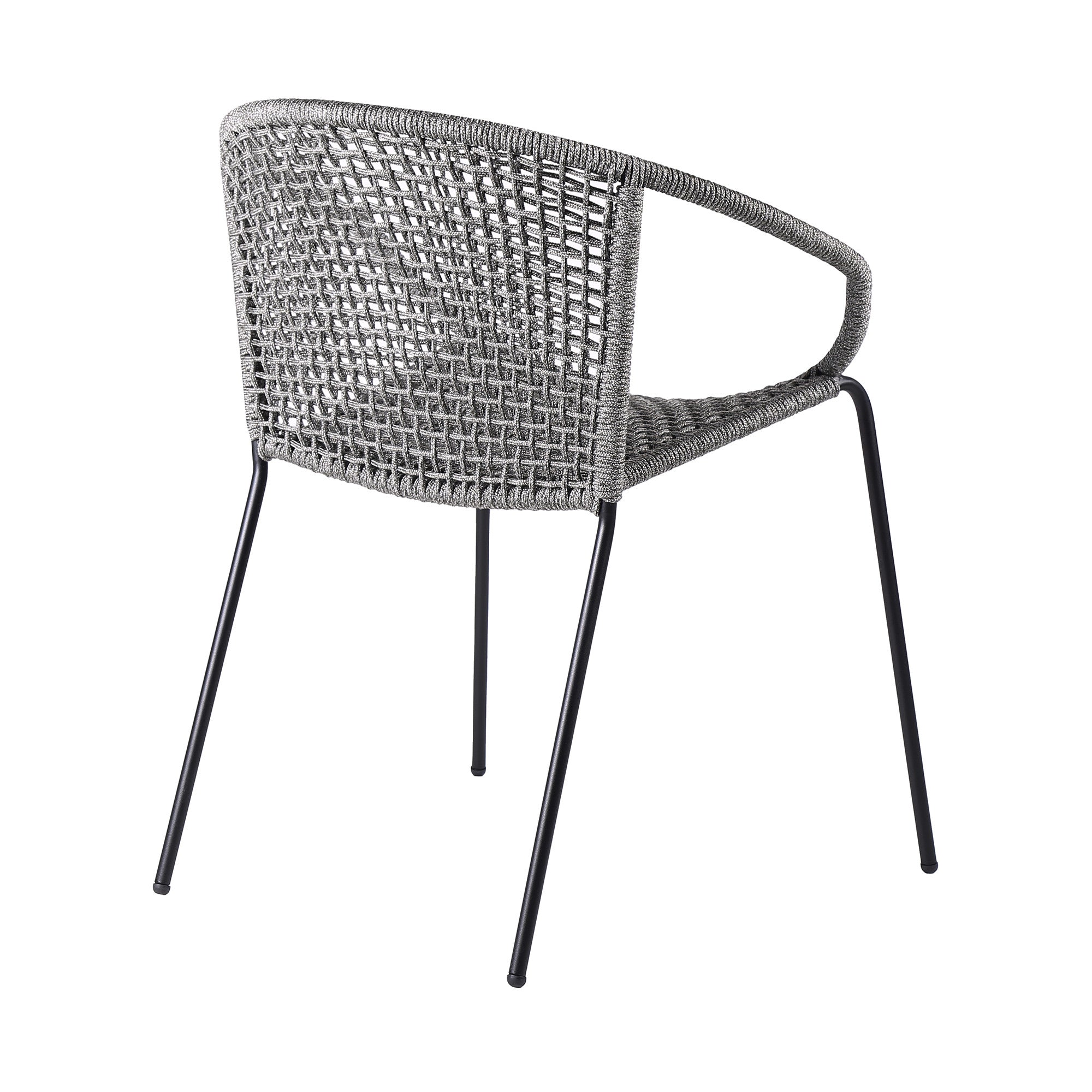 Set of Two 25" Gray Metal Outdoor Dining Chair-2