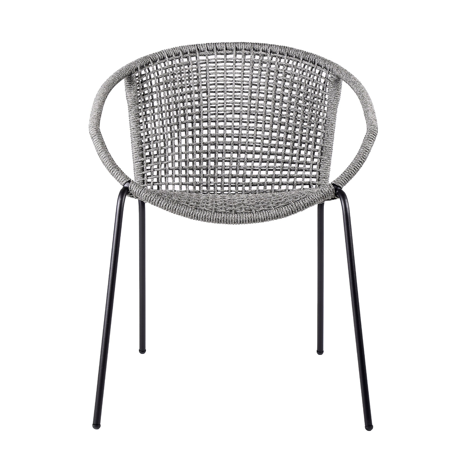 Set of Two 25" Gray Metal Outdoor Dining Chair-3