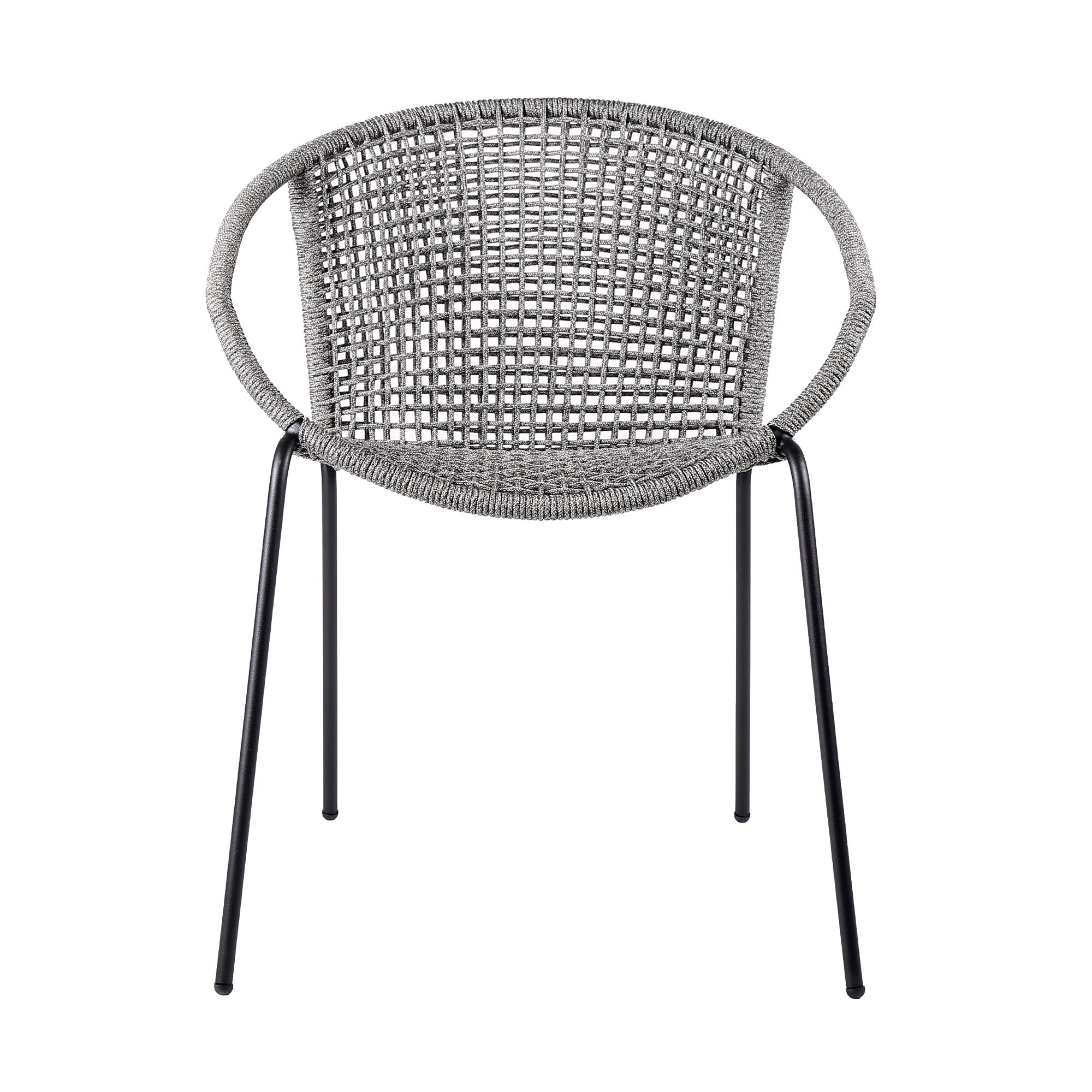 Set of Two 25" Gray Metal Outdoor Dining Chair-3