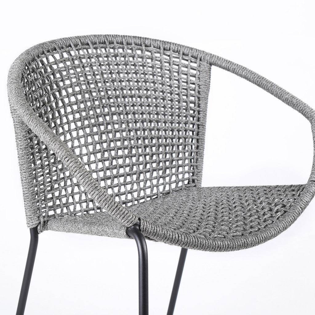 Set of Two 25" Gray Metal Outdoor Dining Chair-5