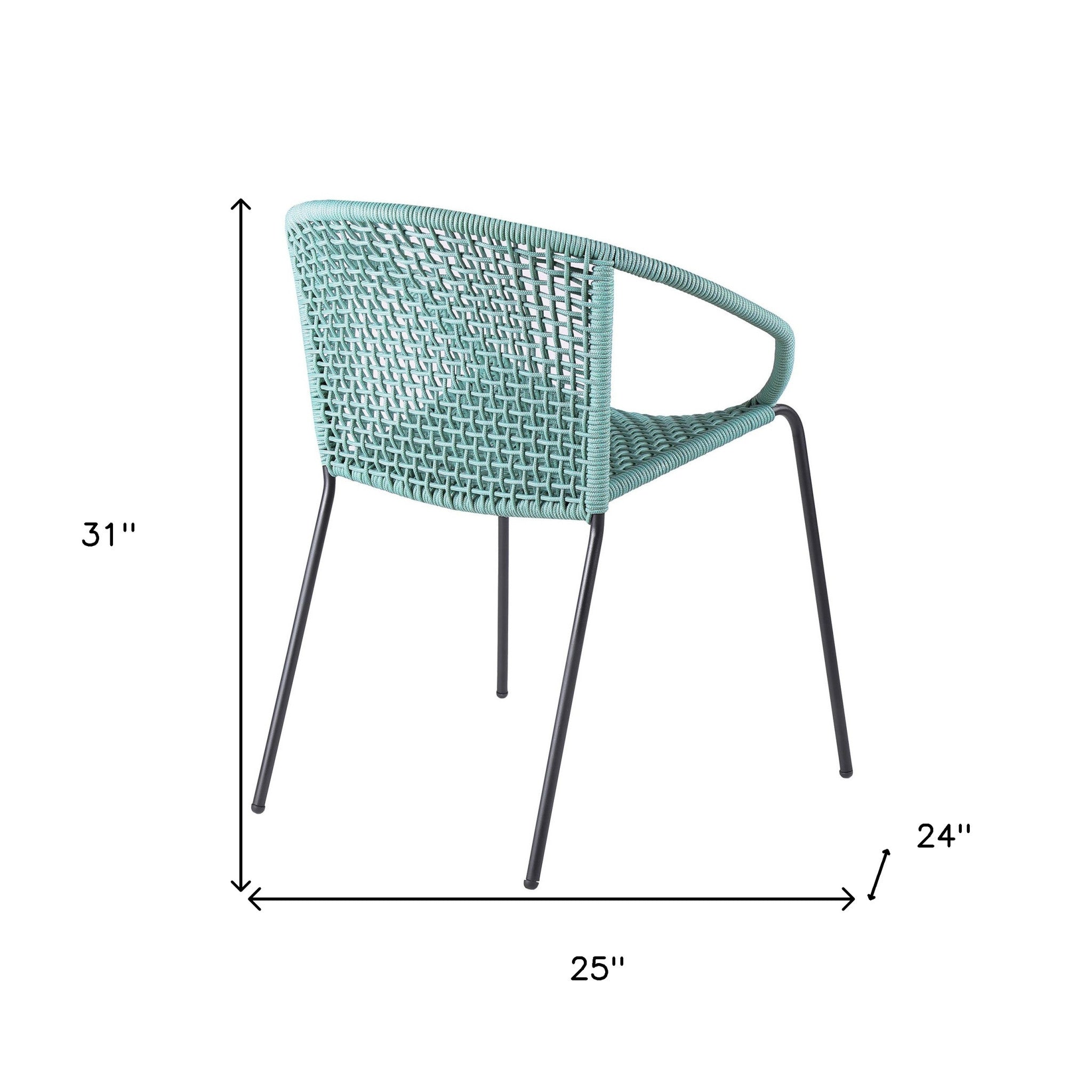 Set of Two 25" Green Metal Outdoor Dining Chair-6