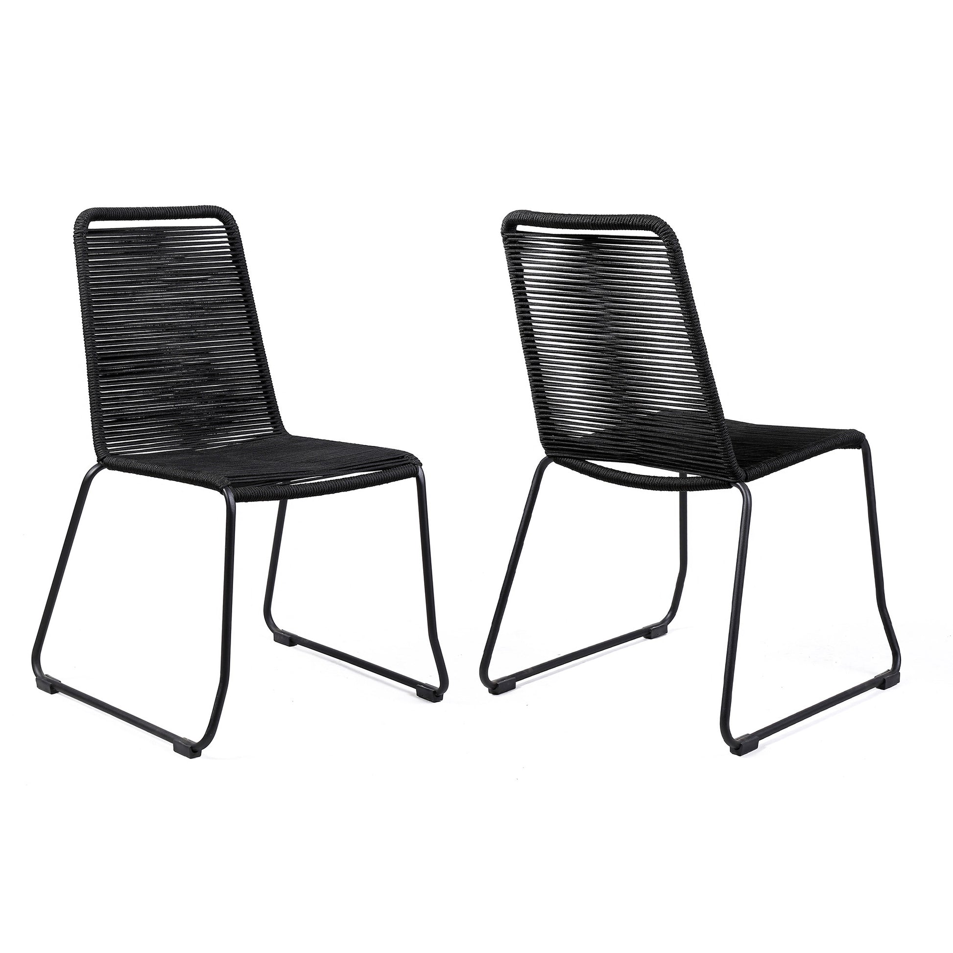 Set of Two 23" Black Metal Outdoor Dining Chair-Outdoor Chairs-DECOROLALA