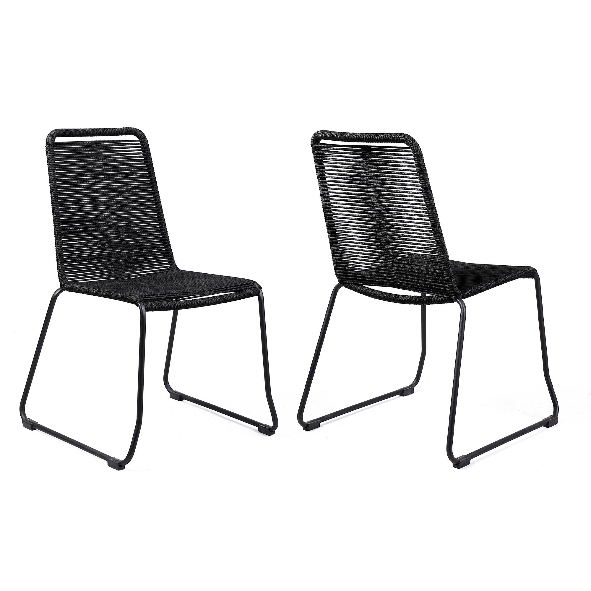 Set of Two 23" Black Metal Outdoor Dining Chair-Outdoor Chairs-DECOROLALA