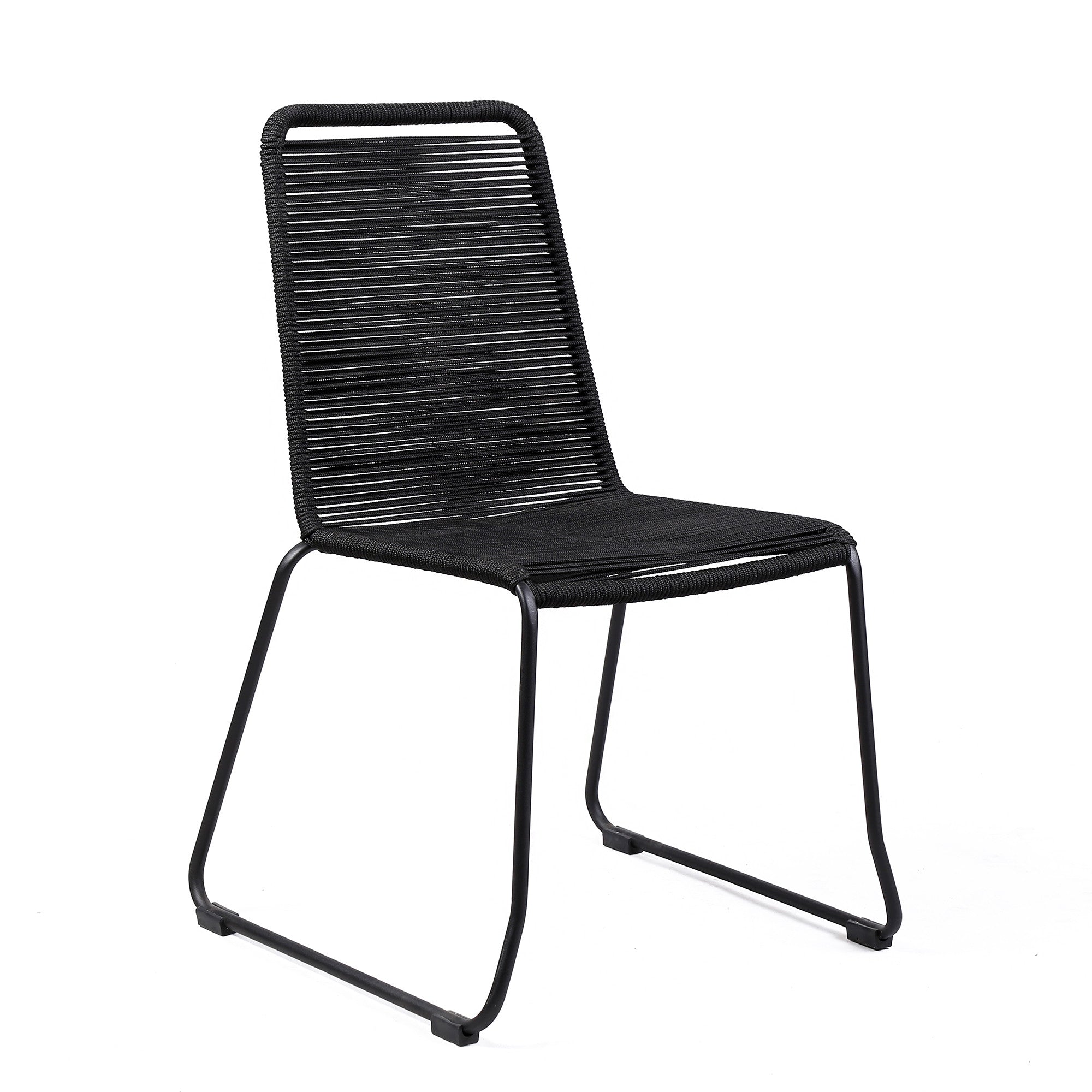Set of Two 23" Black Metal Outdoor Dining Chair-Outdoor Chairs-DECOROLALA