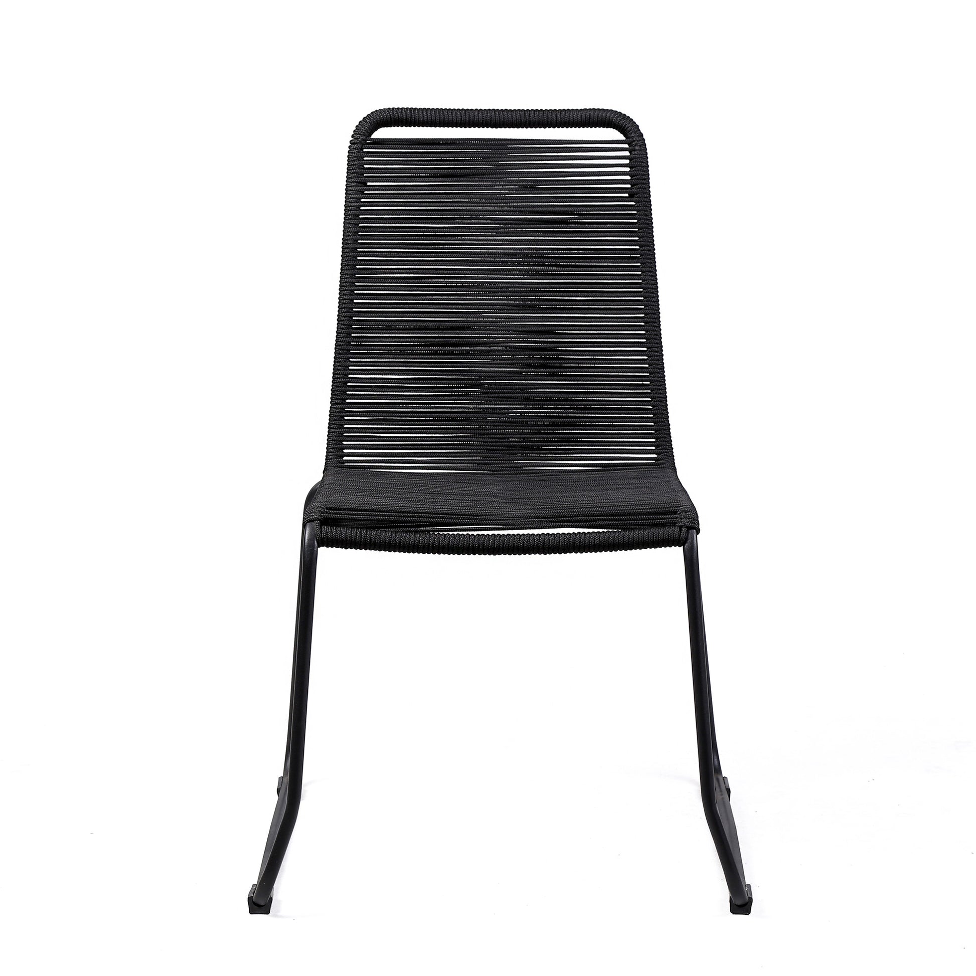 Set of Two 23" Black Metal Outdoor Dining Chair-Outdoor Chairs-DECOROLALA