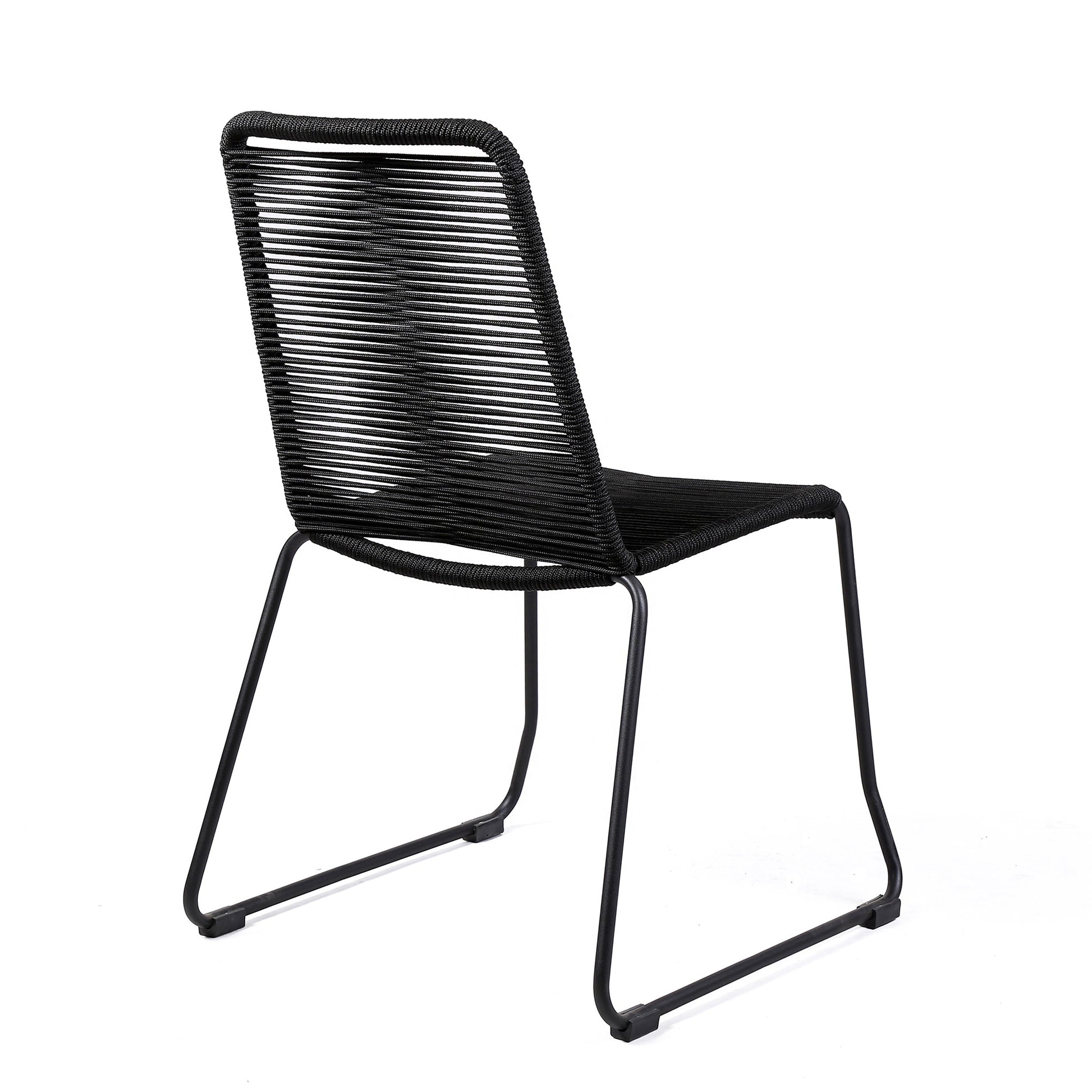 Set of Two 23" Black Metal Outdoor Dining Chair-Outdoor Chairs-DECOROLALA