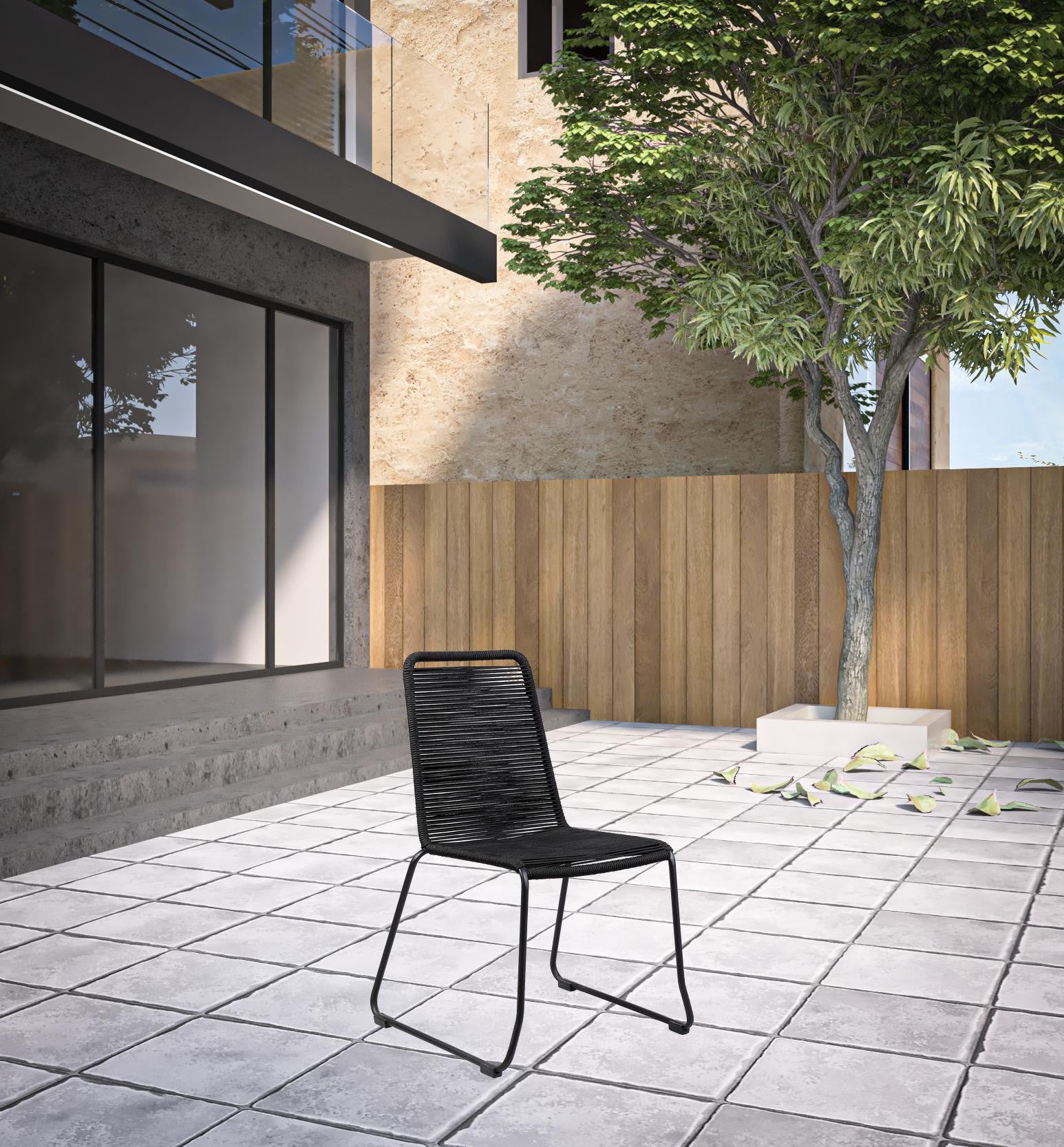 Set of Two 23" Black Metal Outdoor Dining Chair-Outdoor Chairs-DECOROLALA