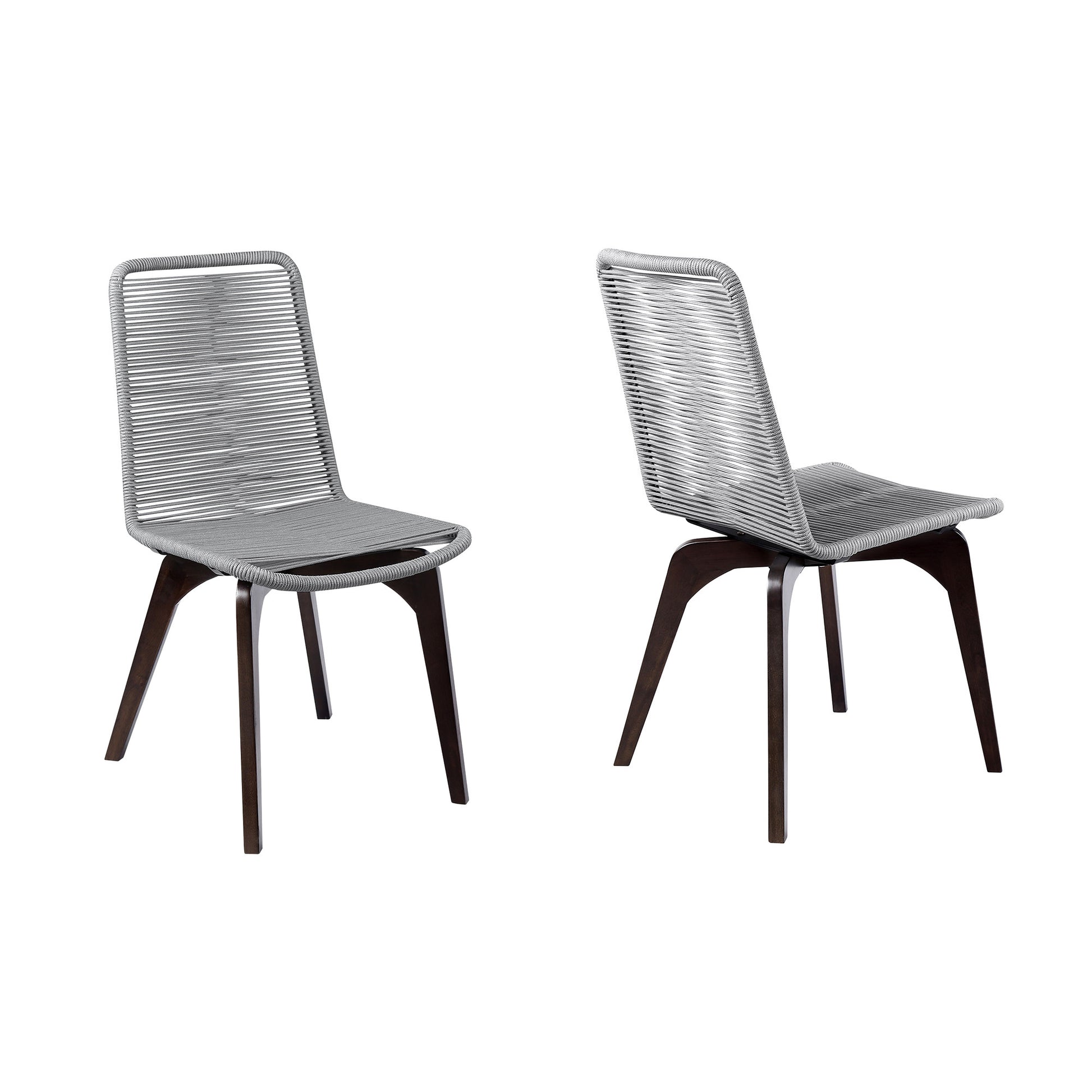 Set of Two 18" Silver Solid Wood Outdoor Dining Chair-2