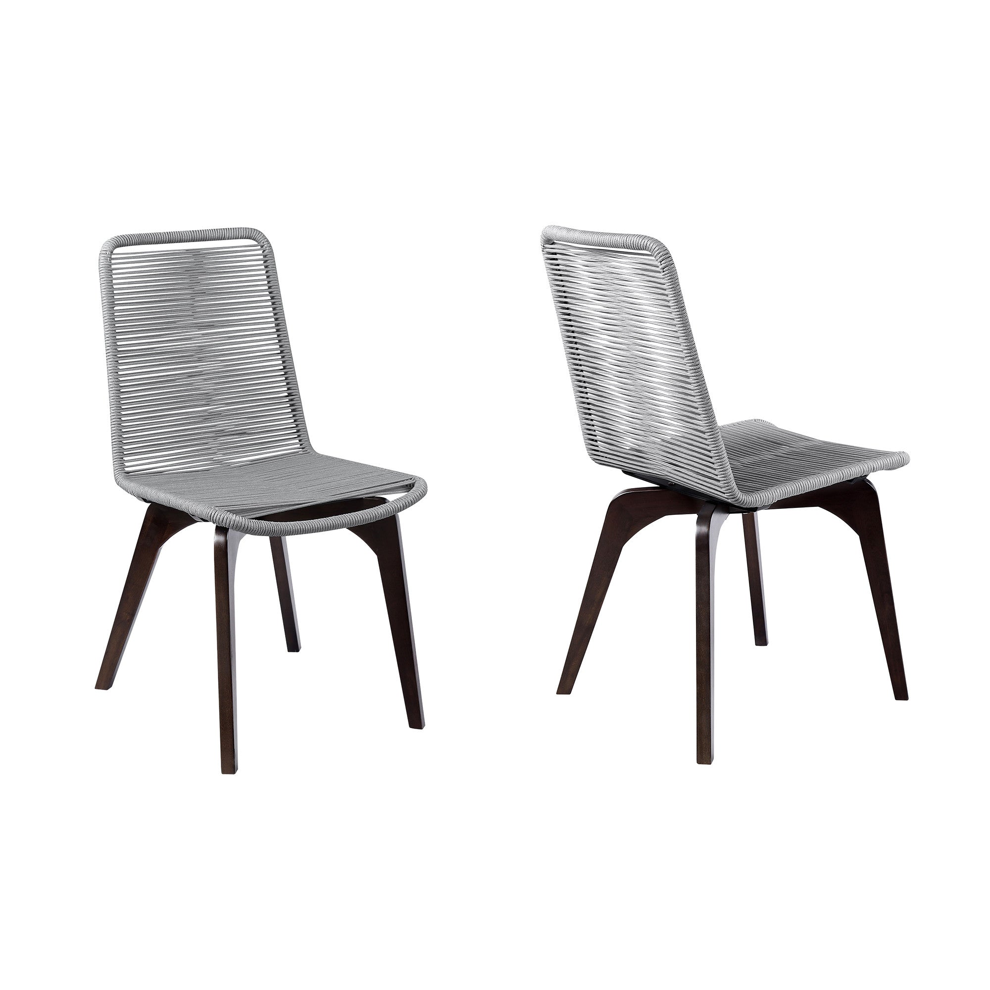 Set of Two 18" Silver Solid Wood Outdoor Dining Chair-2