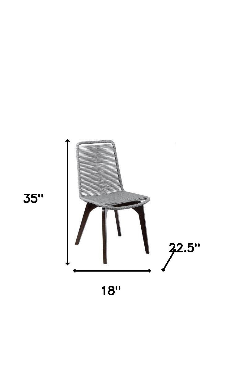 Set of Two 18" Silver Solid Wood Outdoor Dining Chair-4