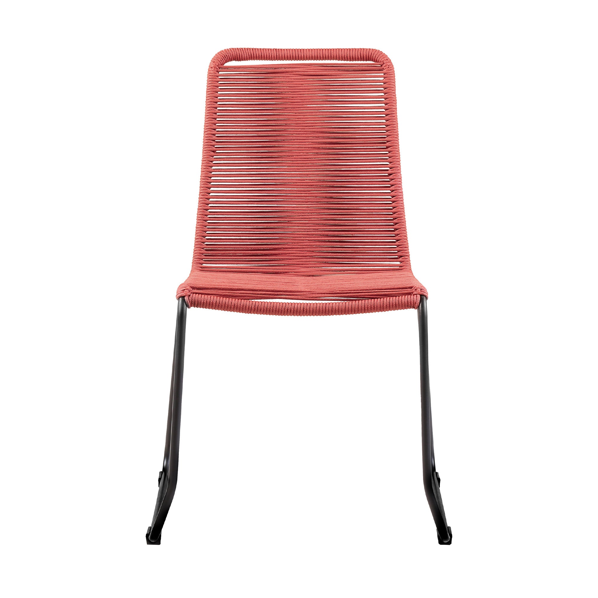 Set of Two 23" Red Metal Outdoor Dining Chair-0