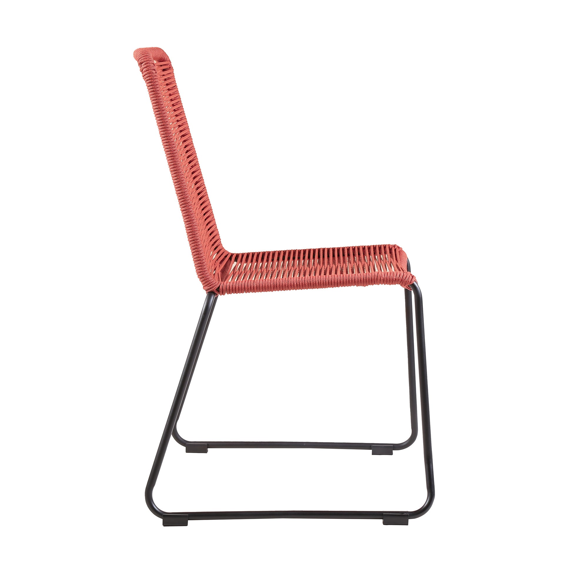 Set of Two 23" Red Metal Outdoor Dining Chair-2