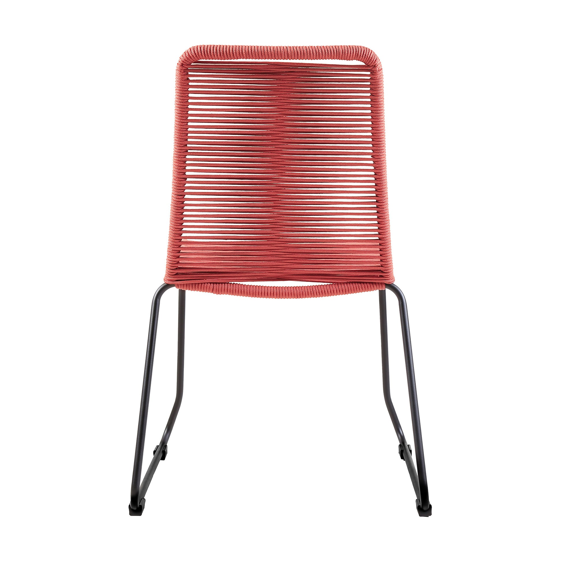Set of Two 23" Red Metal Outdoor Dining Chair-3