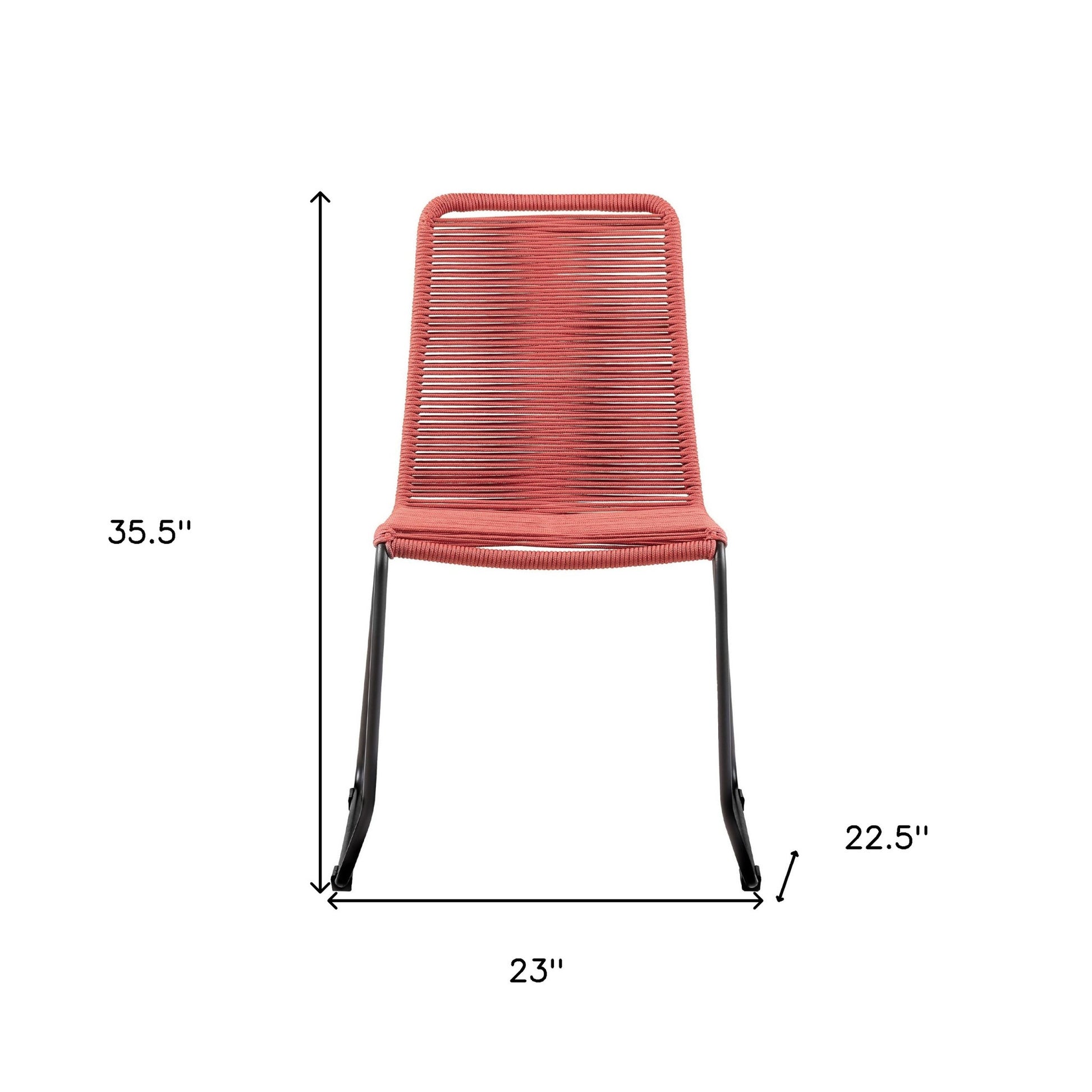 Set of Two 23" Red Metal Outdoor Dining Chair-6