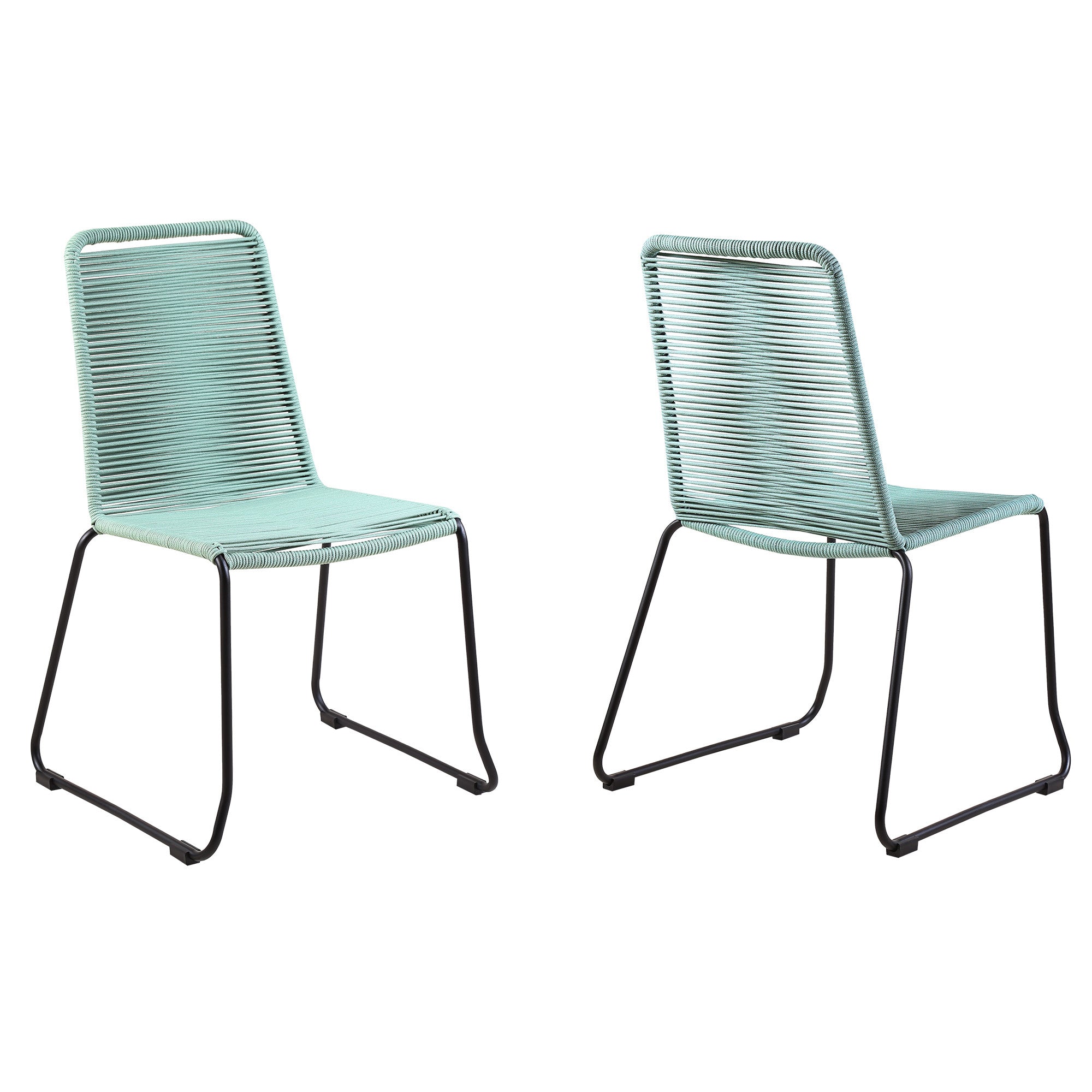 Set of Two 23" Green Metal Outdoor Dining Chair-Outdoor Chairs-DECOROLALA