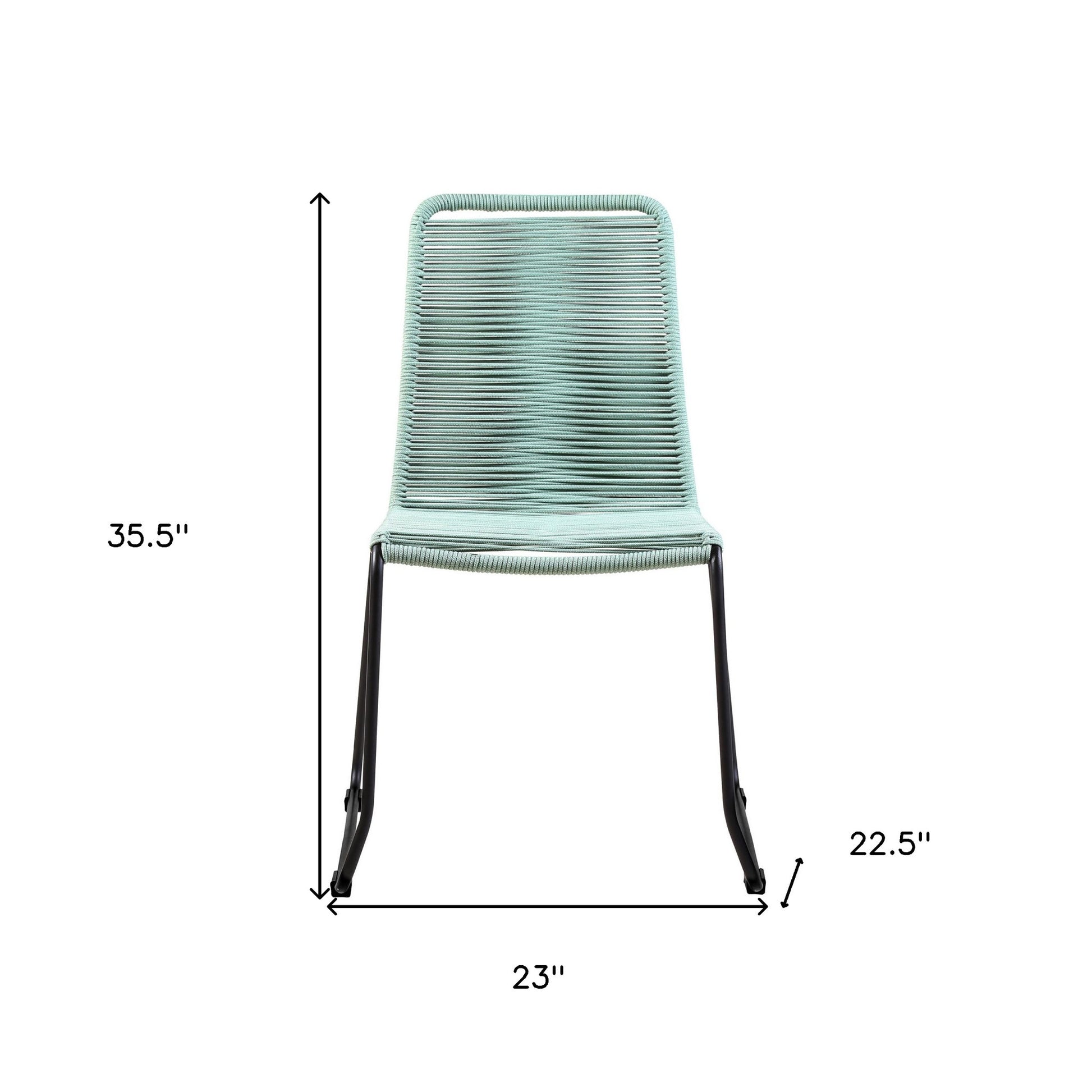 Set of Two 23" Green Metal Outdoor Dining Chair-Outdoor Chairs-DECOROLALA