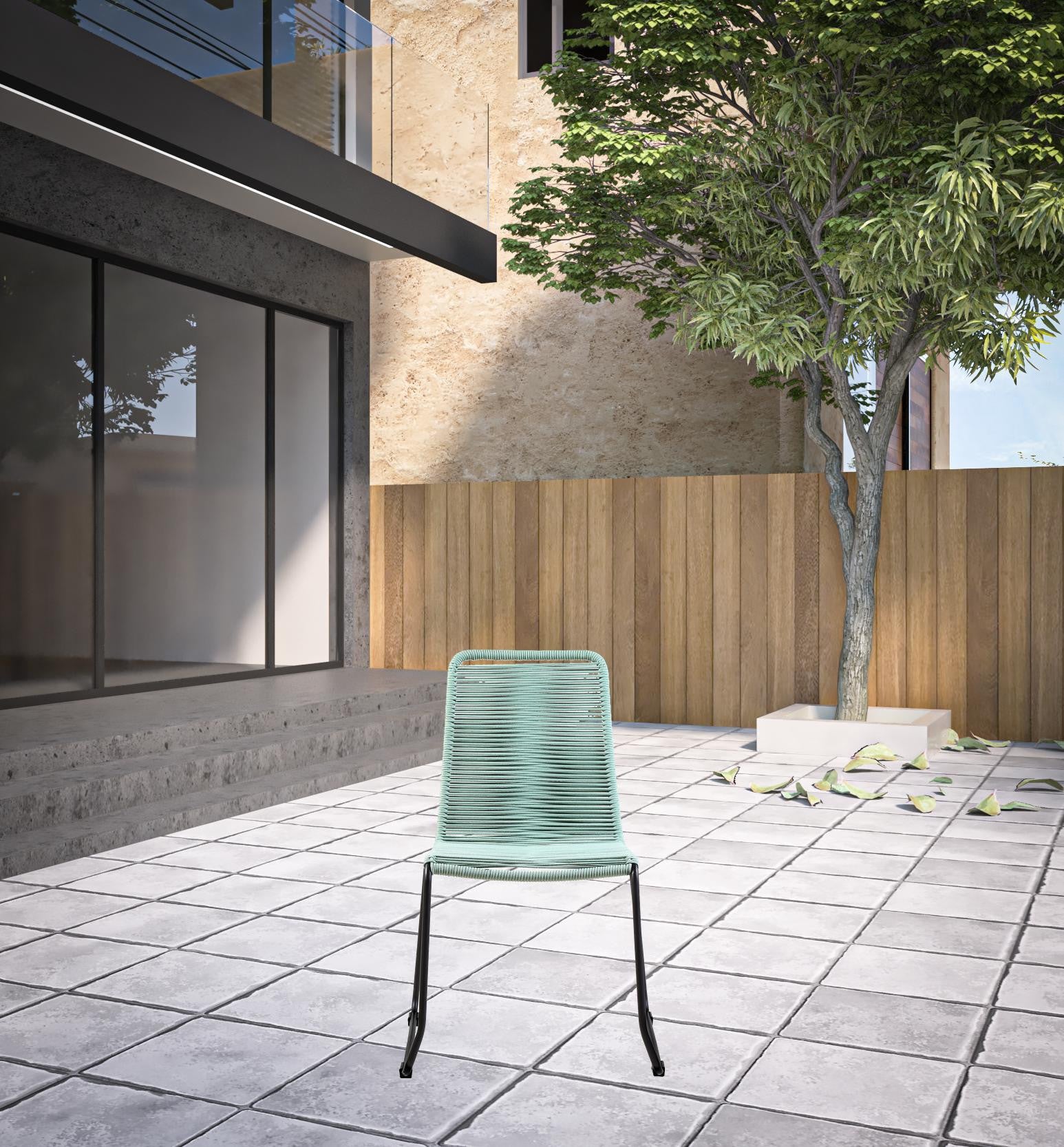Set of Two 23" Green Metal Outdoor Dining Chair-Outdoor Chairs-DECOROLALA